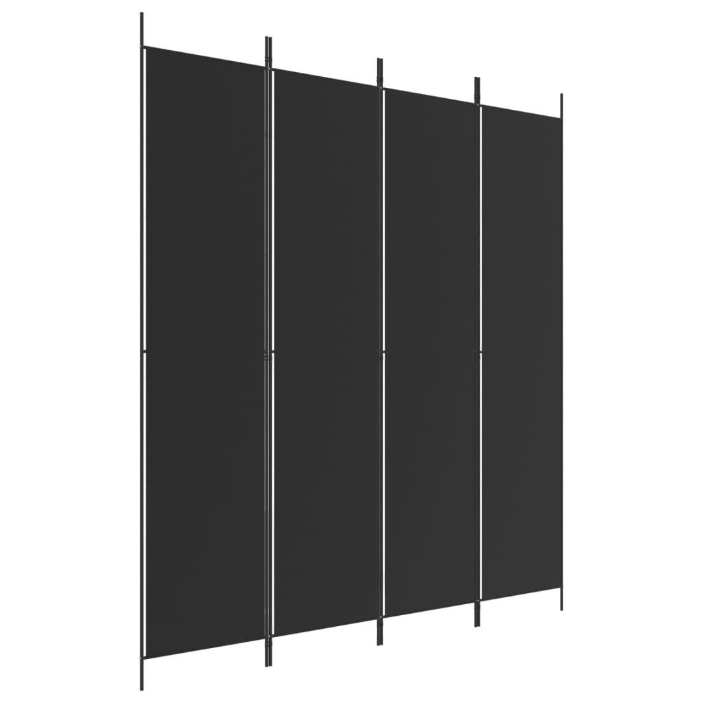 vidaXL Raumteiler 4-tlg. Paravent Schwarz 200x220 cm Stoff, 1-tlg.