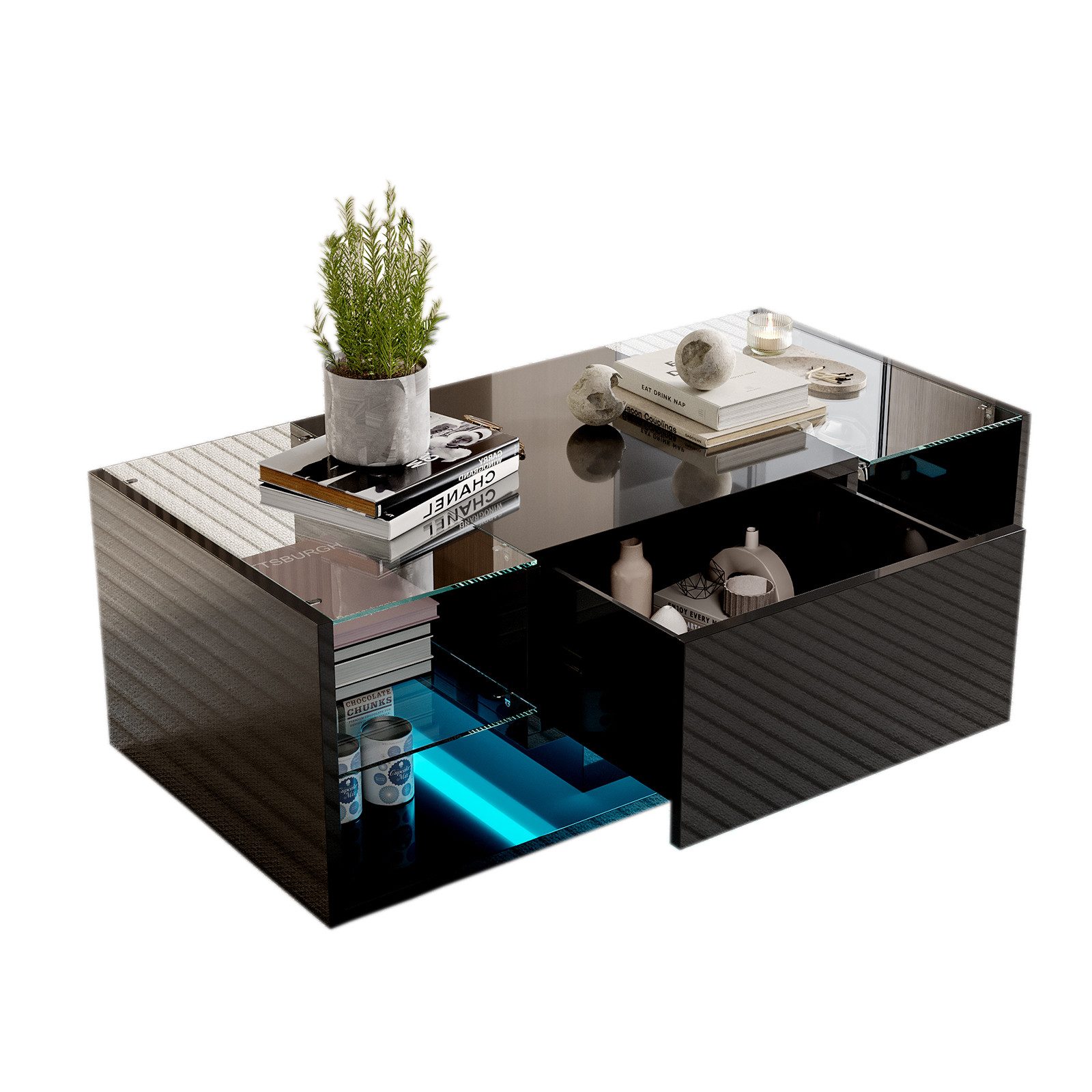 FUROKOY Couchtisch Modern Wohnzimmertisch Hochglanz mit günstig online kaufen