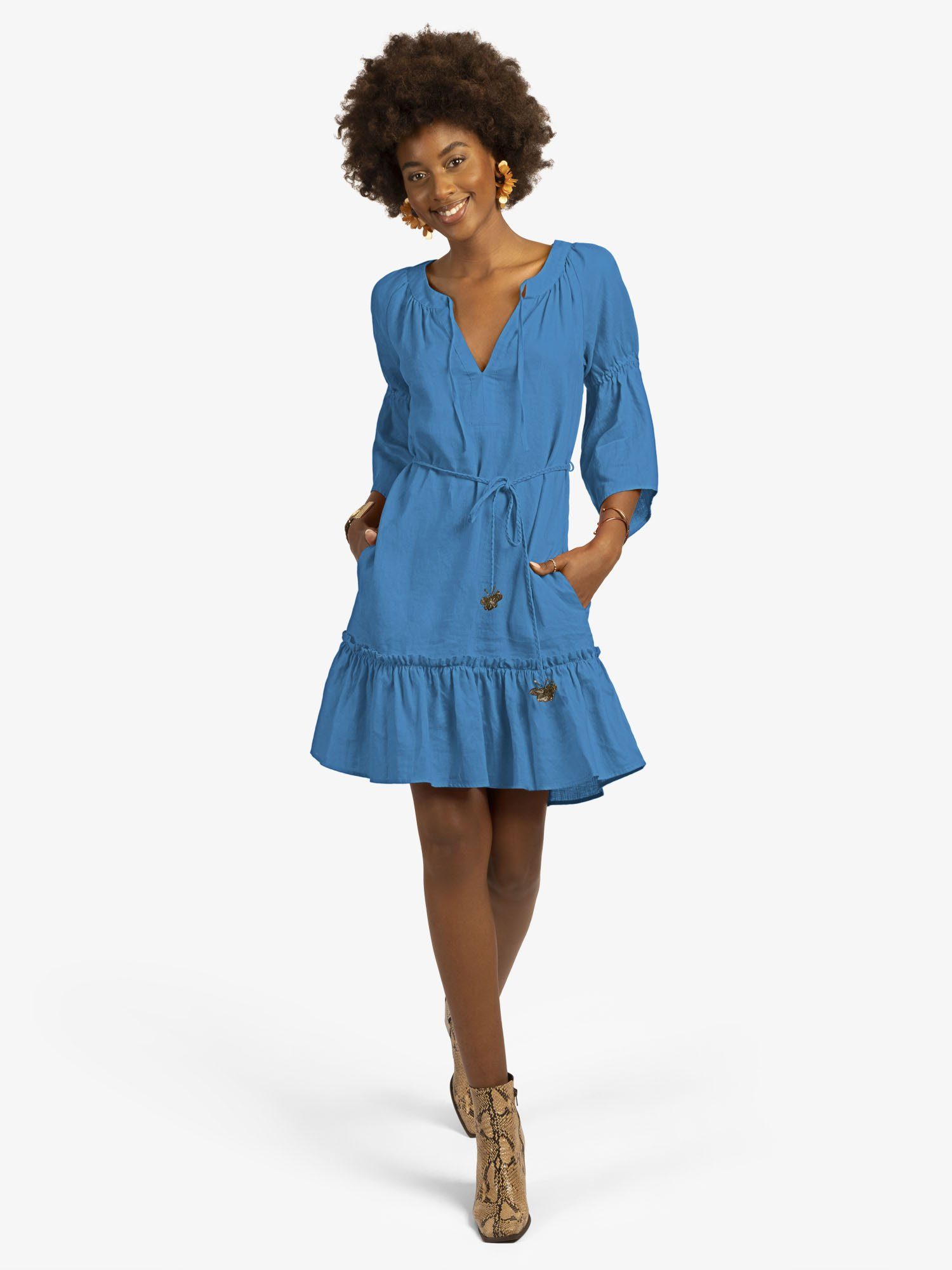 mint & mia Minikleid als knielanges Kleid in Leinen mit gestuftem Rock  online kaufen | OTTO