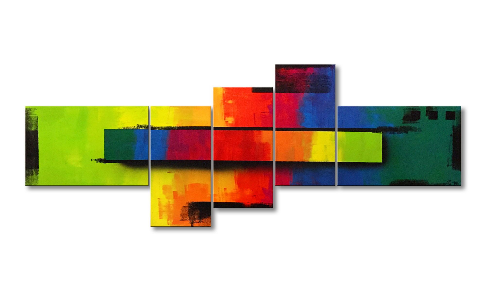 WandbilderXXL XXL-Wandbild Altered Rainbow 210 x 80 cm, Abstraktes Gemälde, handgemaltes Unikat
