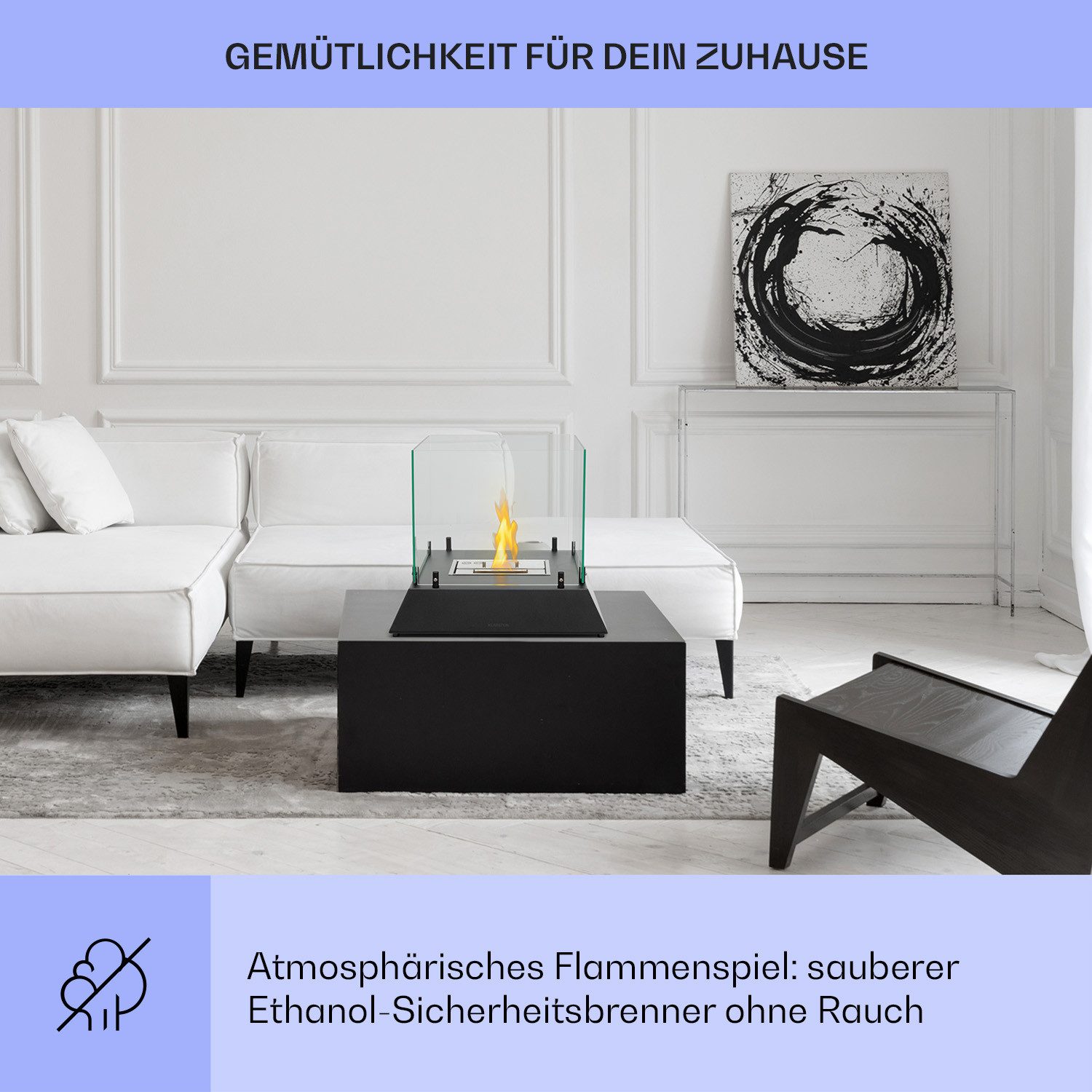 Klarstein Echtfeuer-Dekokamin Phantasma Cubo (Set, Set), Ethanol-Kamin freistehend Tischkamin Edelstahl-Brenner – Bild 5 von 5