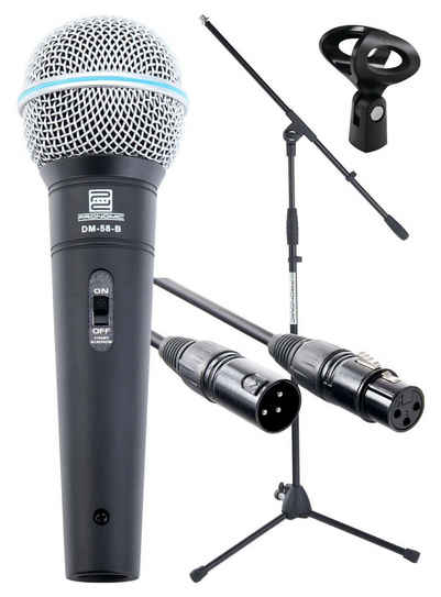 Pronomic Mikrofon »Superstar Mikrofonset - dynamisches Gesangs Mikrofon - inkl. Galgenständer, 5m XLR-Kabel, Mikrofonklemme« (Komplettset), Druckvoller, warmer Klang
