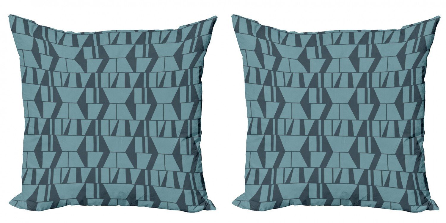 Kissenbezüge Modern Accent Doppelseitiger Digitaldruck, Abakuhaus (2 Stück), Blau Moderne Quadrat Triangles