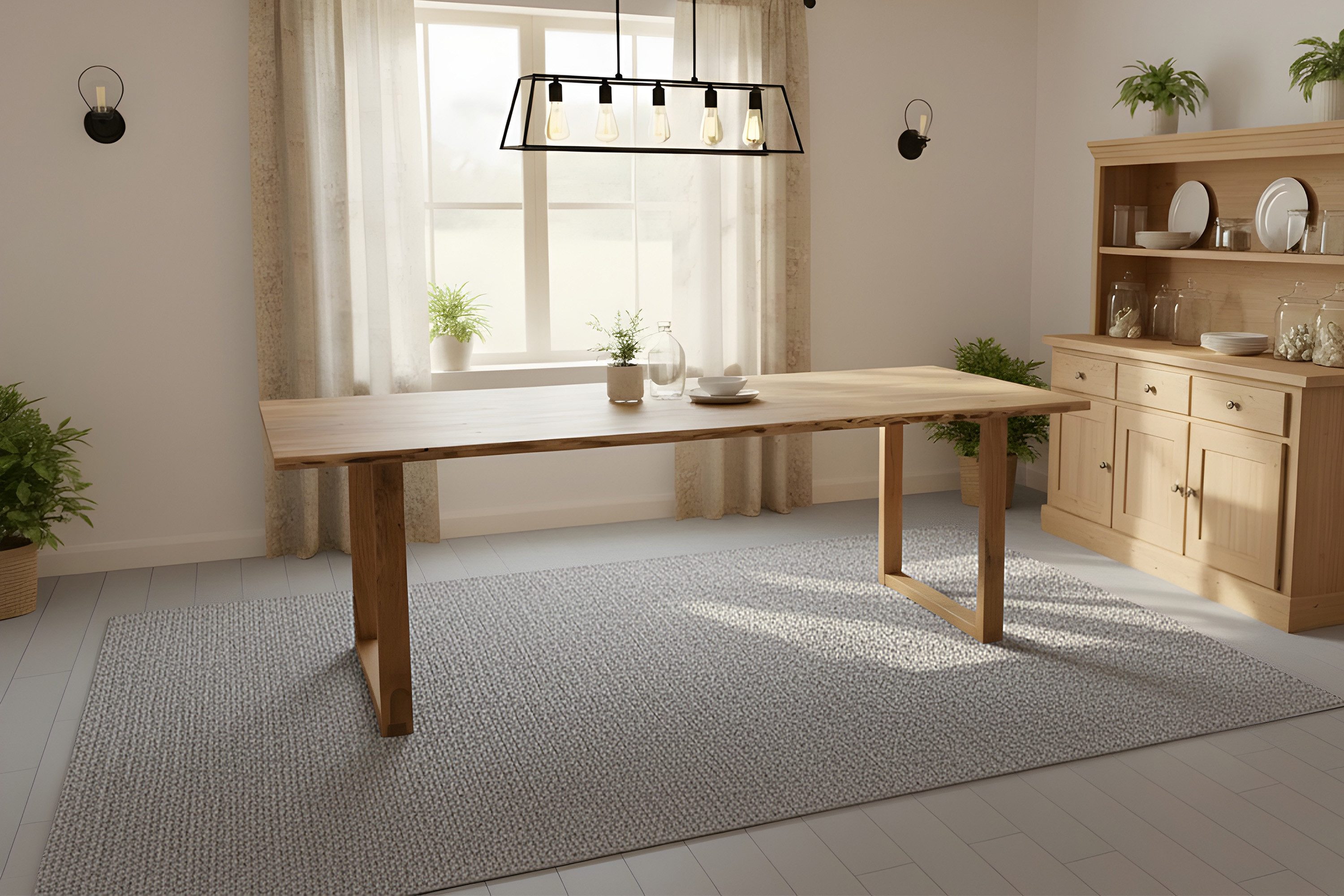 SAM® Esstisch Graz, massives Akazienholz, echte Baumkante, Metallgestell U-Form