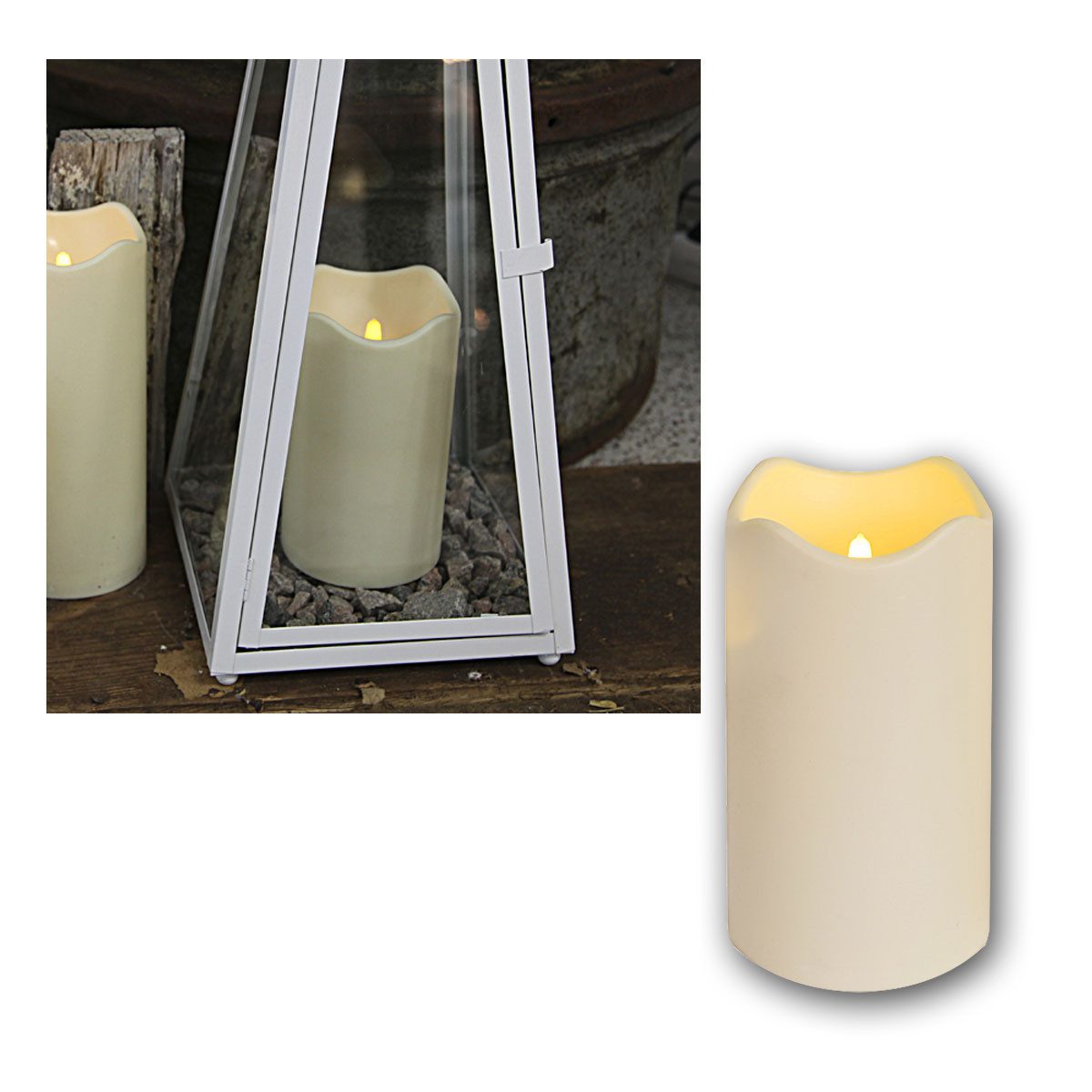 STAR TRADING LED-Leuchtmittel LED Kerze, Höhe 18cm, Ø10cm, für Außen, warmweiß