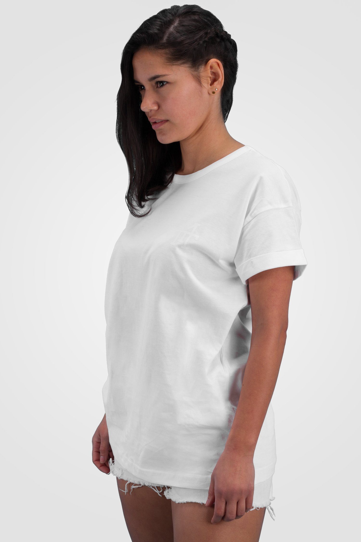 Oversize T-Shirt T-Shirt Baumwolle Weiß Boyfriend Manufaktur13 100% - T-Shirt