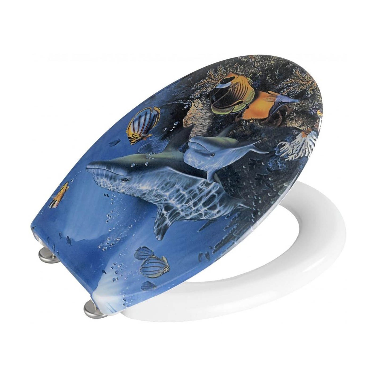 WENKO WC-Sitz WC-Sitz Duroplast WC Toiletten Sitz Sea Life Meeres Motiv (1-St), mit Absenkautomatik, Fix-Clip Befestigung – Bild 2 von 4