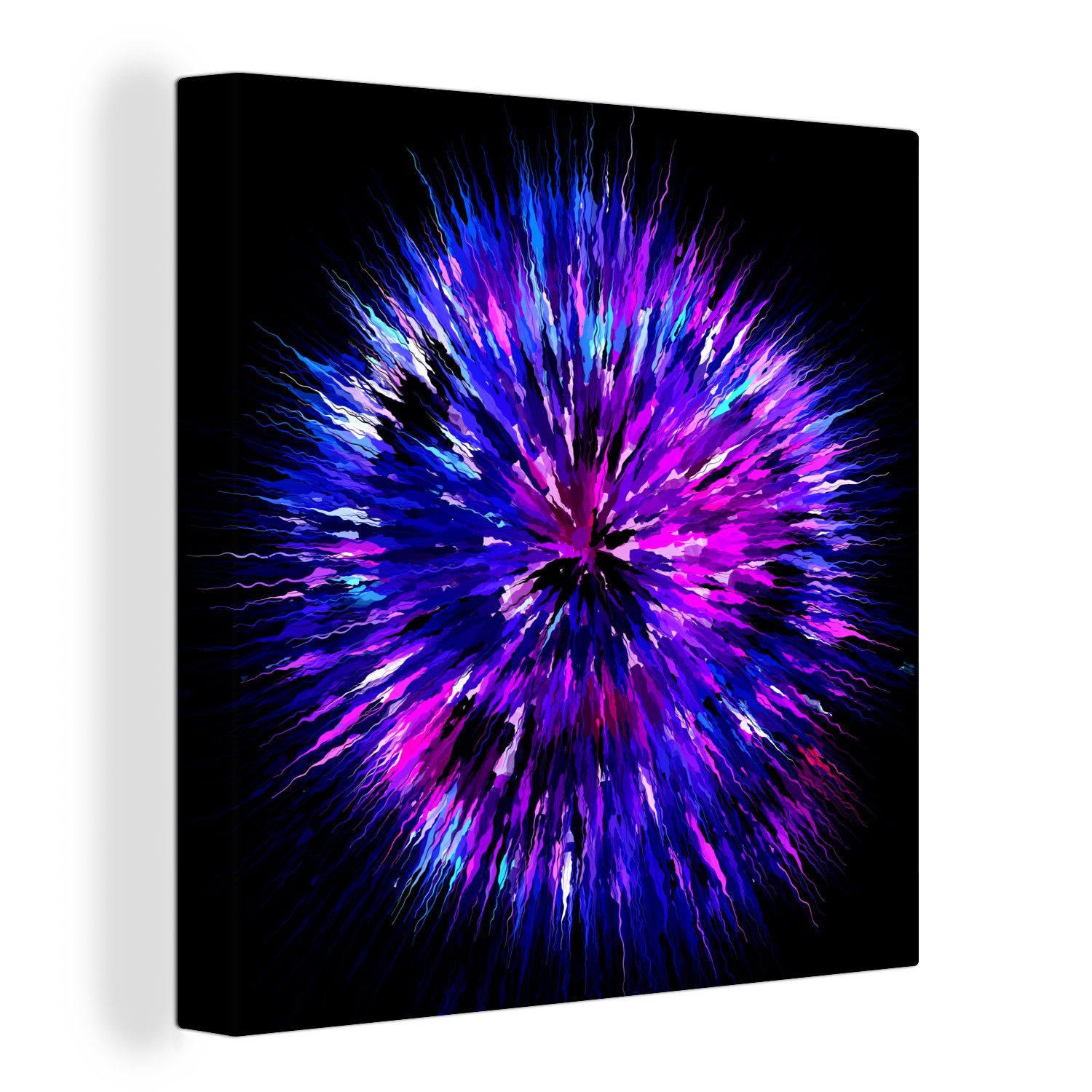 OneMillionCanvasses® Leinwandbild Violette Geometrie in Form einer Explosion, (1 St), Leinwand Bilder für Wohnzimmer Schlafzimmer