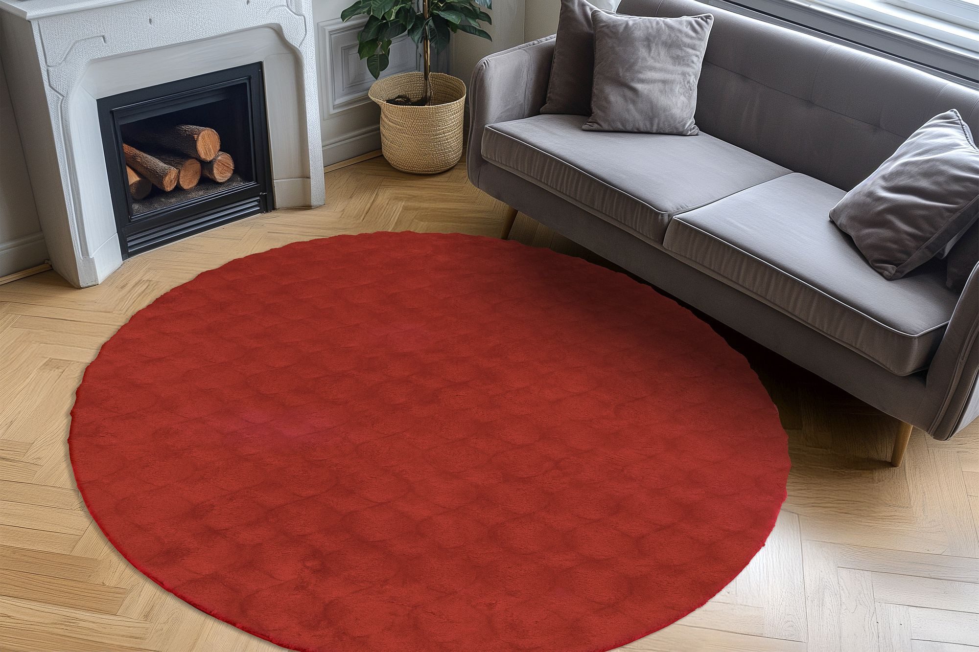 Obsession Teppich Diamond Cut 800, rund, Höhe: 30 mm, Uni Farben, Hoch-Tief Effekt, weich & kuschelig