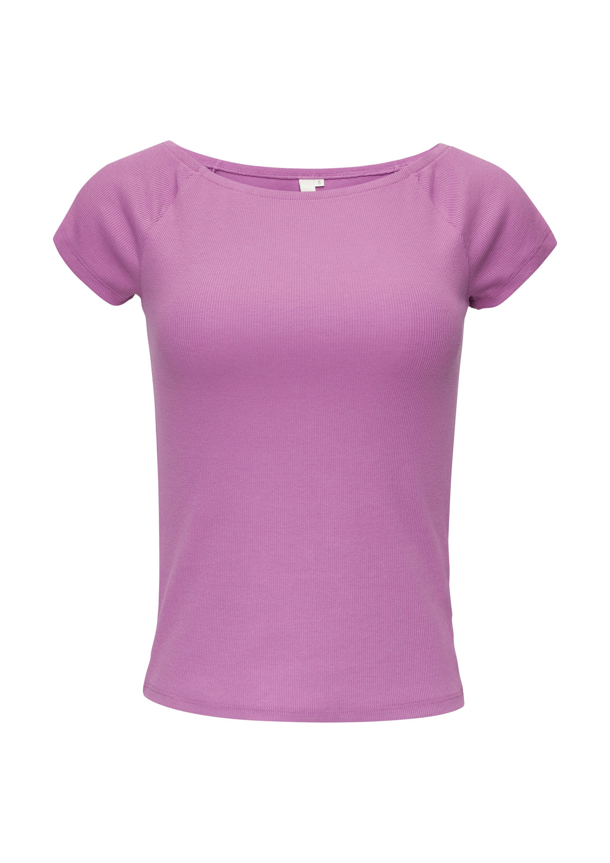 QS Kurzarmshirt T-Shirt Shirt aus Baumwollmix mit Rippstruktur günstig online kaufen