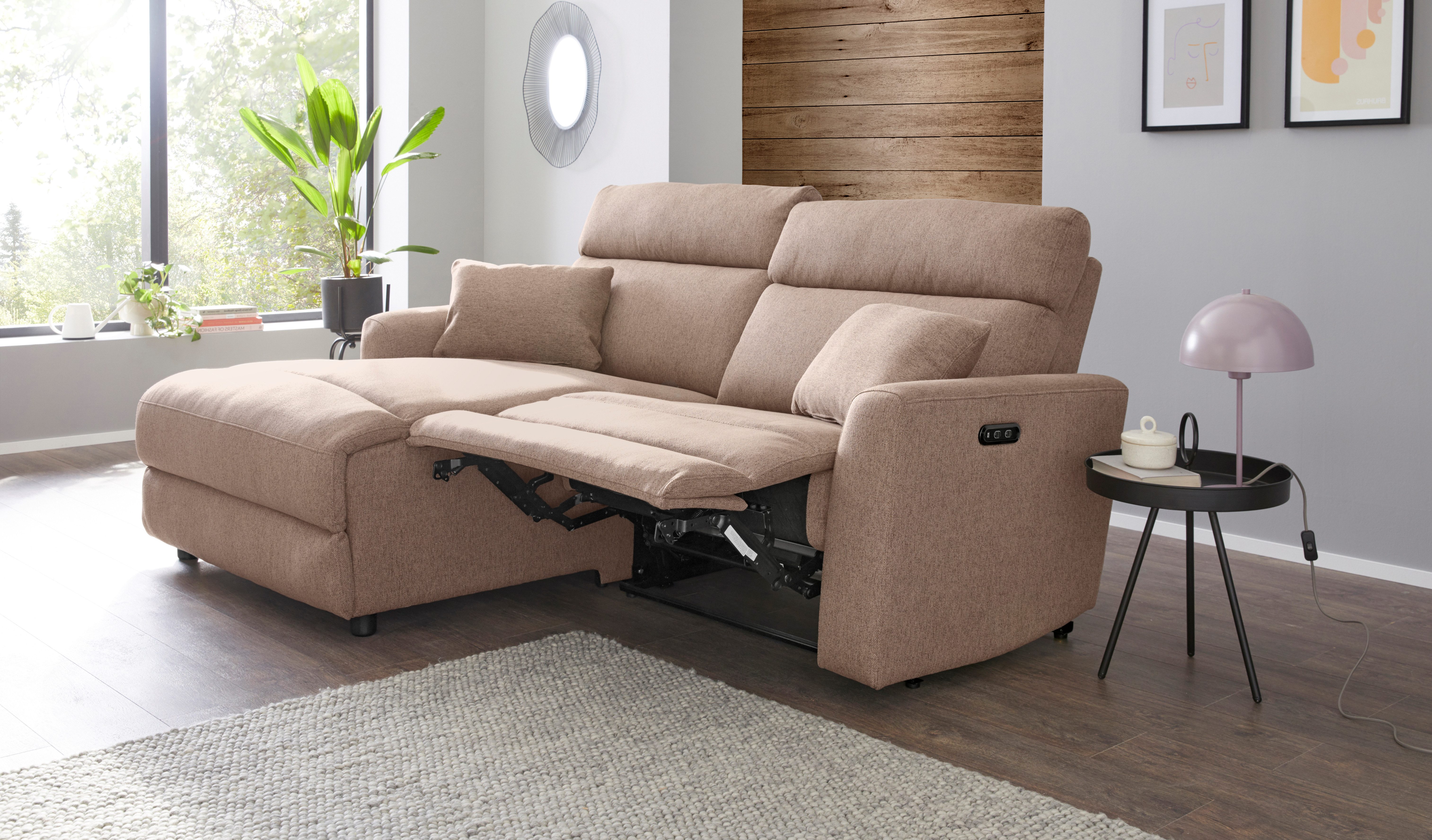 OTTO home Ecksofa JENNA L-Form, 209cm - OTTO. Verlässliche Qualität., manuelle o. elektrische Relaxfunktion, USB A/C, Struktur fein.