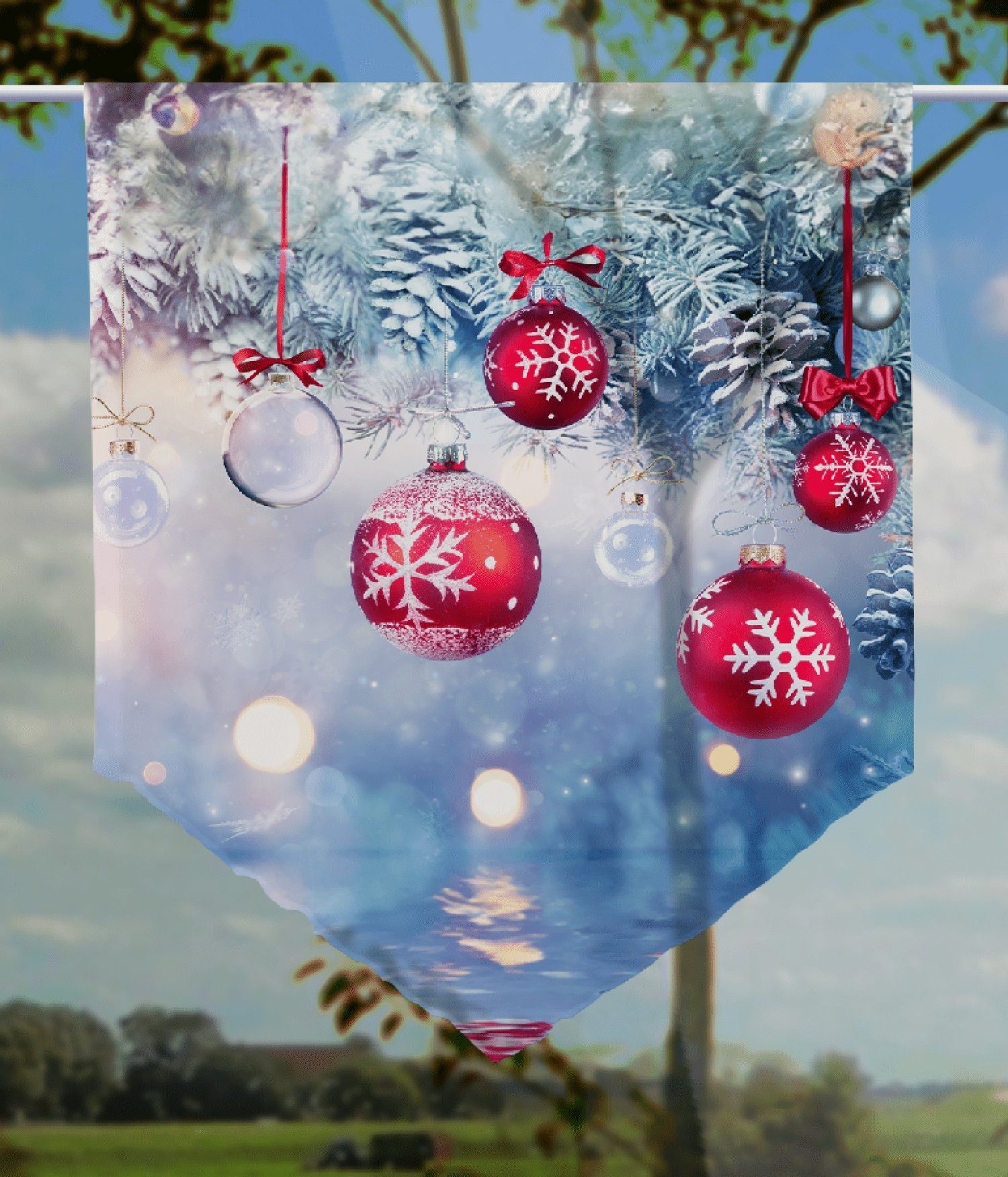 Scheibengardine Weihnachten in blau one spitzer - Scheibenhänger, gardinen-for-life