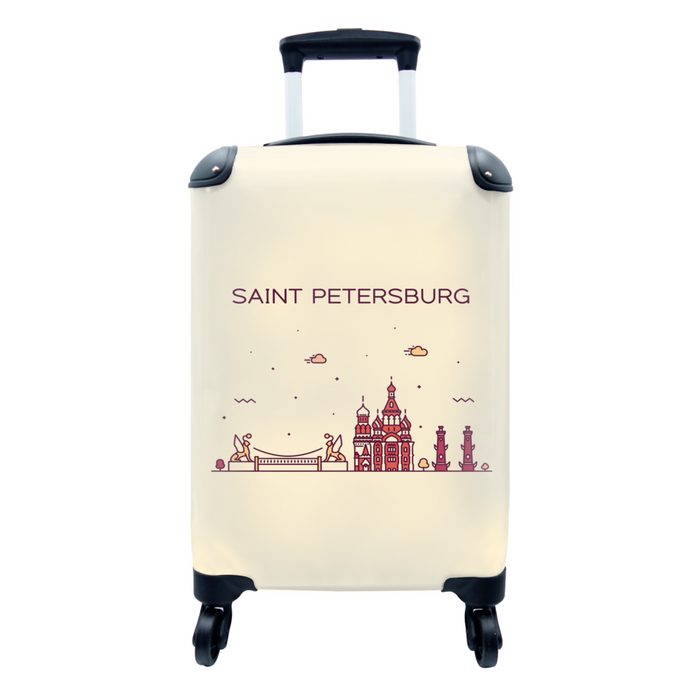 MuchoWow Handgepäckkoffer Russland - St. Petersburg - Skyline 4 Rollen Reisetasche mit rollen Handgepäck für Ferien Trolley Reisekoffer