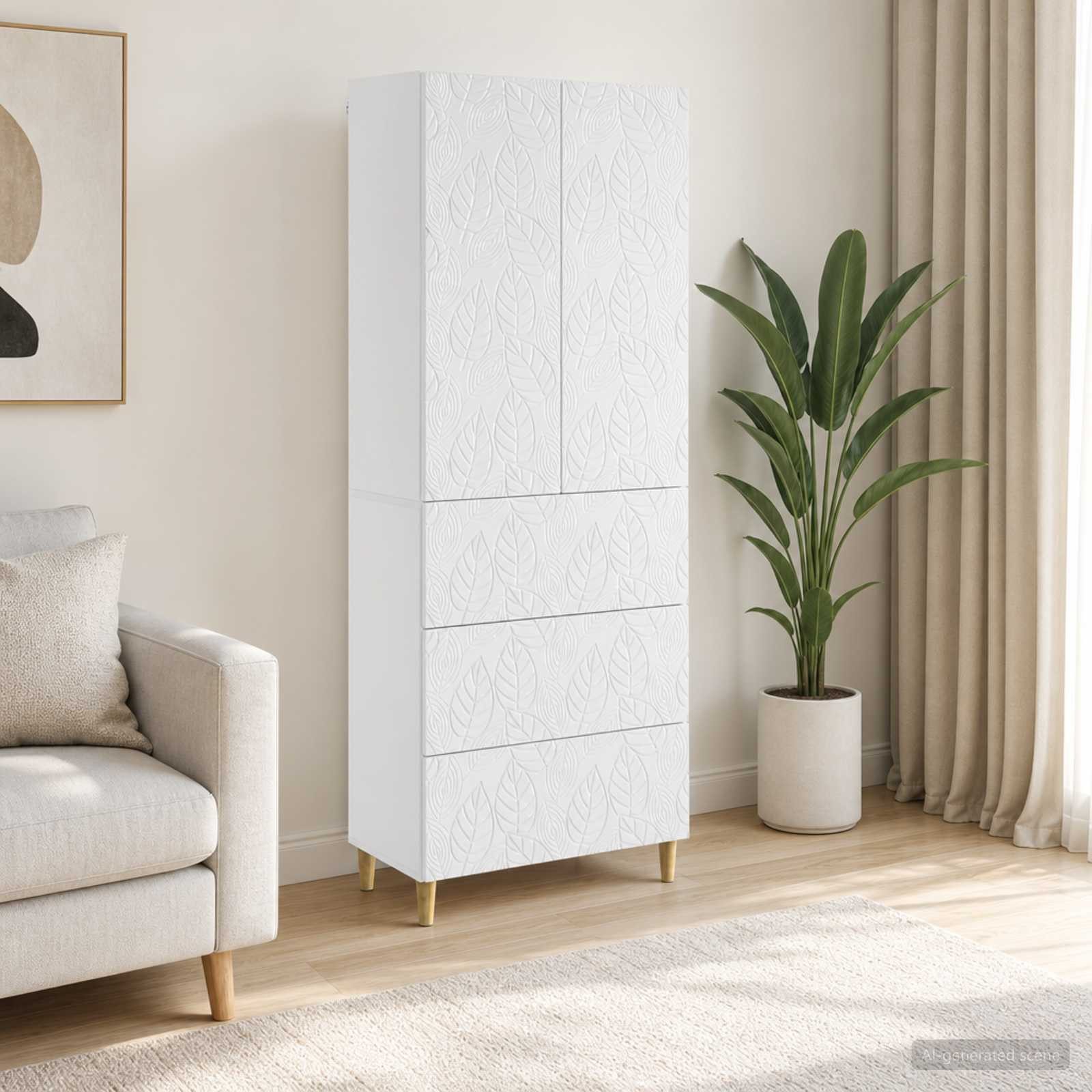 furnicato Container Schubladenschrank 66 x 34,5 x 90 cm Hochglanz weiß (1-St) Abschließbares Sideboard mit 3 Schubladen für dein Büro