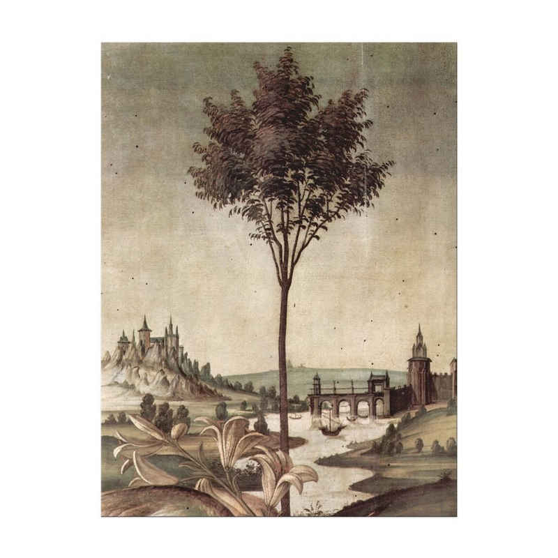 Bilderdepot24 Leinwandbild Alte Meister - Sandro Botticelli - Landschaft - Detail Verkündigung, Abstrakt
