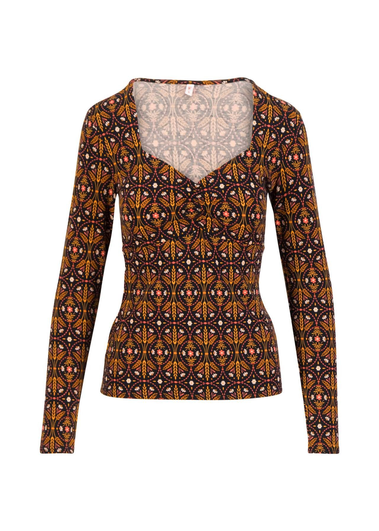 Blutsgeschwister Langarmshirt - Feminines Longsleeve mit Herzausschnitt und Raffungen für Damen