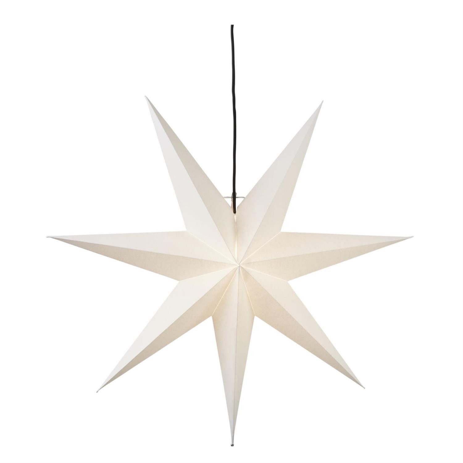 STAR TRADING LED Stern Papierstern Leuchtstern Faltstern 7-zackig hängend 70cm mit Kabel weiß