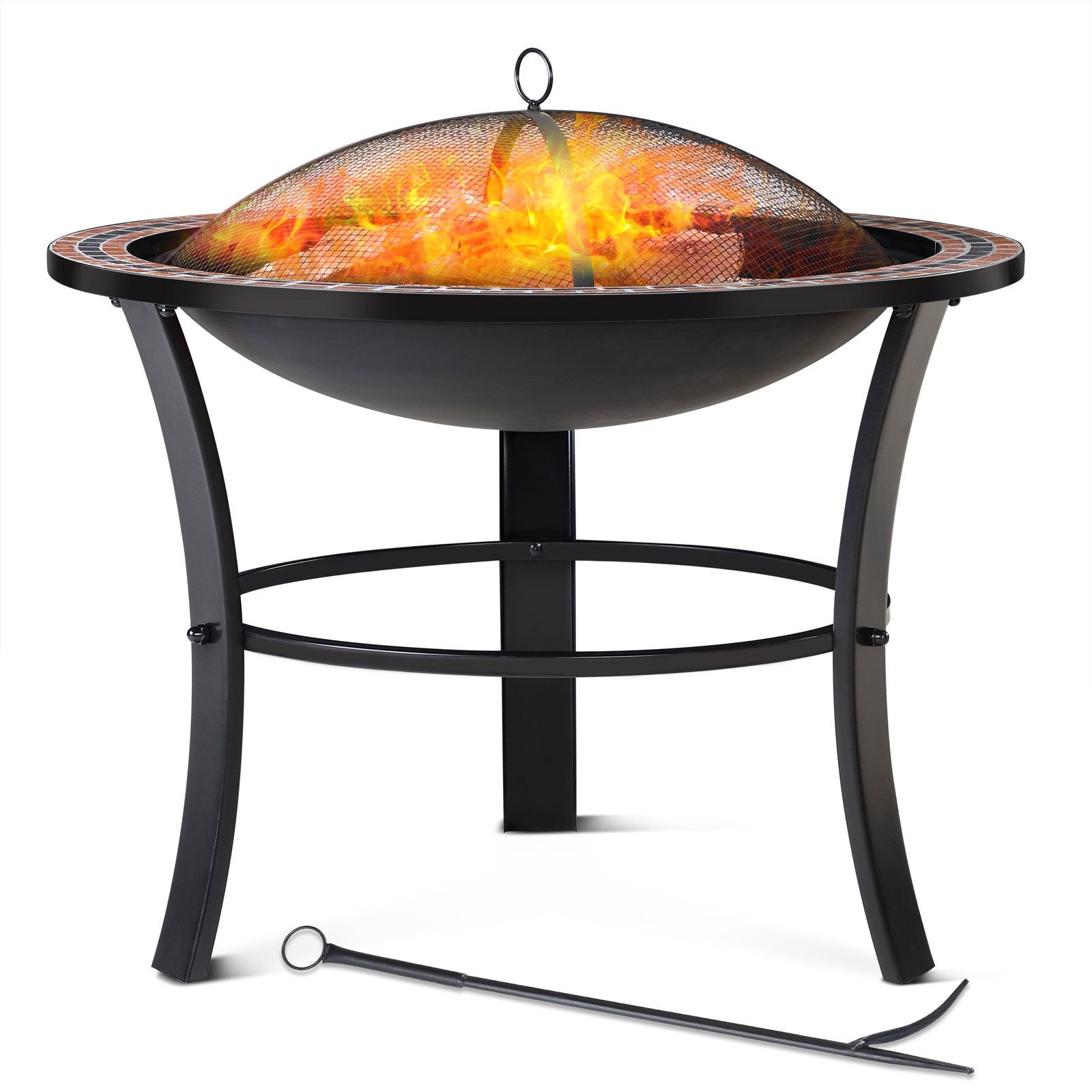 Gardebruk Feuerschale Fuoco, Feuerkorb Garten Funkenschutz Abdeckung Rost Ø76cm Mosaik Grill