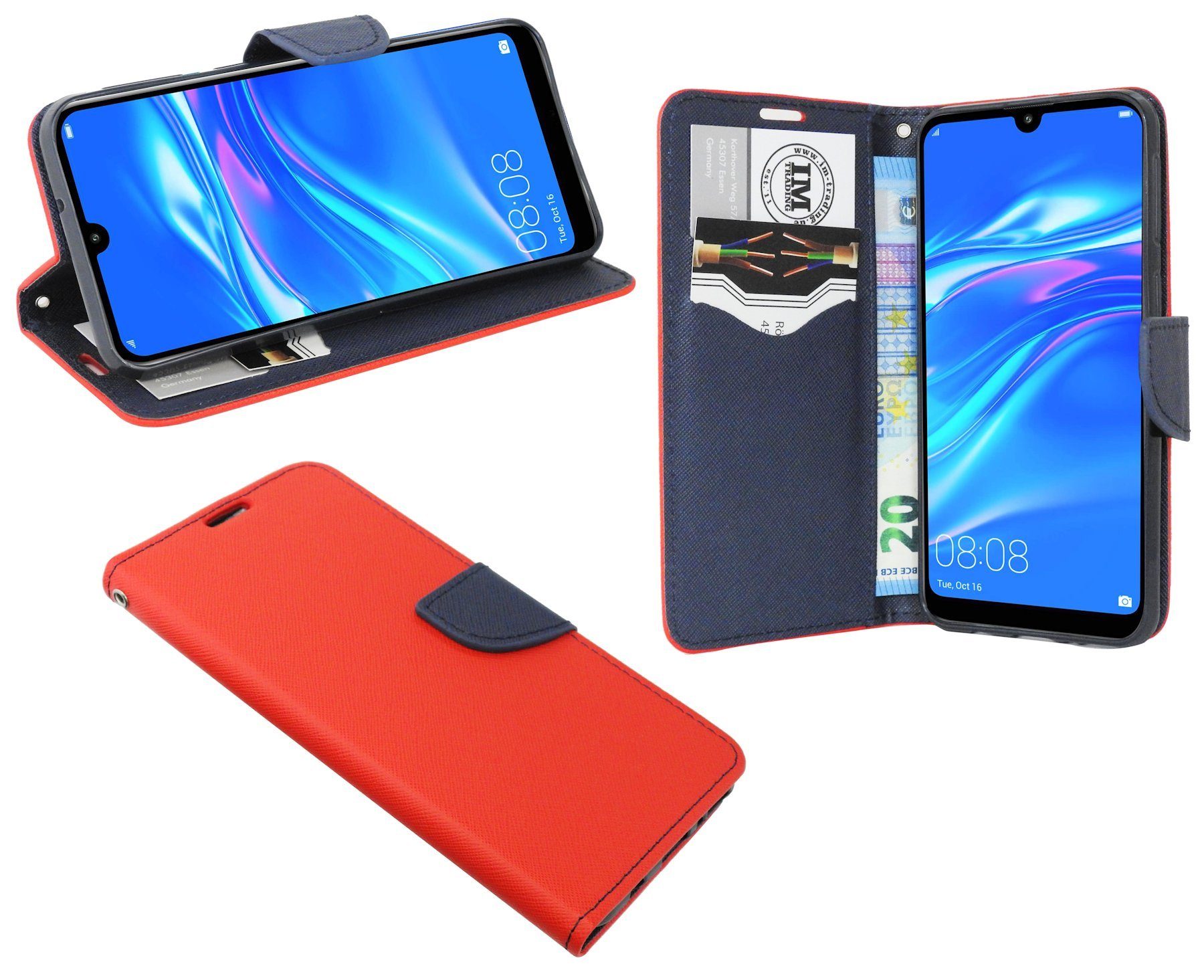 cofi1453 Handyhülle Hülle Tasche für Huawei Y6 2019, Kunstleder Schutzhülle Handy Wallet Case Cover mit Kartenfächern, Stan