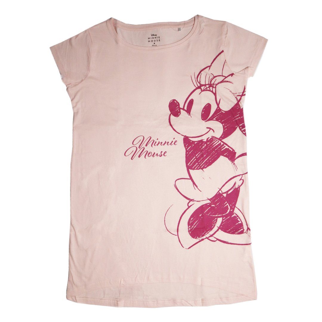 Disney Pyjamaoberteil Disney Minnie Maus Damen kurzarm Schlafshirt Nachthemd Gr. XS bis XL Beige