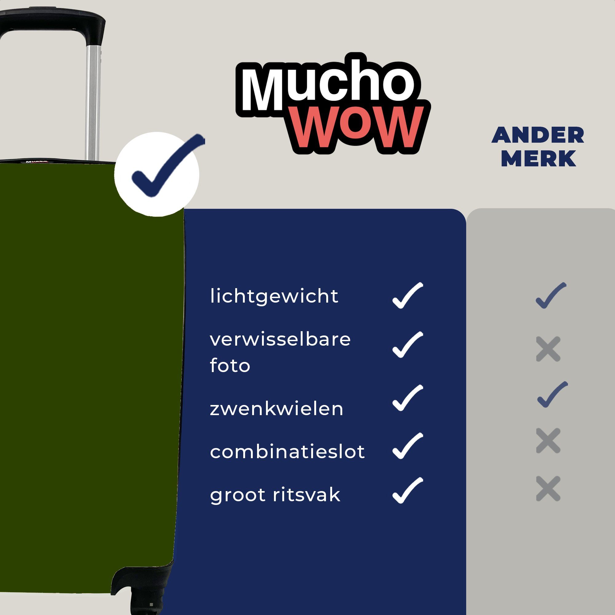 MuchoWow Handgepäckkoffer Kühe - Weide rollen, - - mit Ferien, Trolley, Tiere Natur Rollen, 4 für - Reisetasche Reisekoffer Gras, Handgepäck
