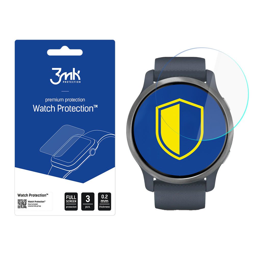 3MK Displayschutzfolie Bildschirmschutz Uhrenfolie Watch Spar-Set, 1-tlg., 0, 2 mm dünn transparent, Schutzfolie 0,2 mm, Kante-zu-Kante, 3er-Set