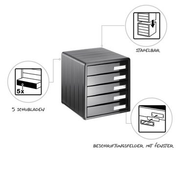ROTHO Schubladenbox Timeless Schubladenbox Bürobox mit 5 Schüben, Kunststoff (PS) BPA-frei