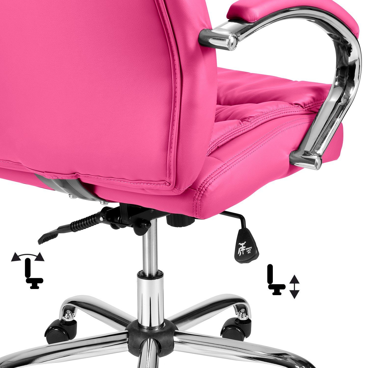 Schreibtischstuhl), Rosa Chefsessel Drehstuhl Queens Belastbarkeit (XXL 210kg Kunstleder, - aus abgebremsten TPFLiving ergonomisch bis mit Bürostuhl gepolsterter Rollen