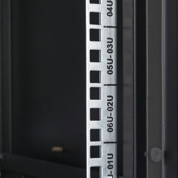 HMF Serverschrank 19 Zoll, Tiefe: 45 cm, 7 HE, Netzwerkschrank, voll montiert, 55 x 45 x 37 cm, Schwarz