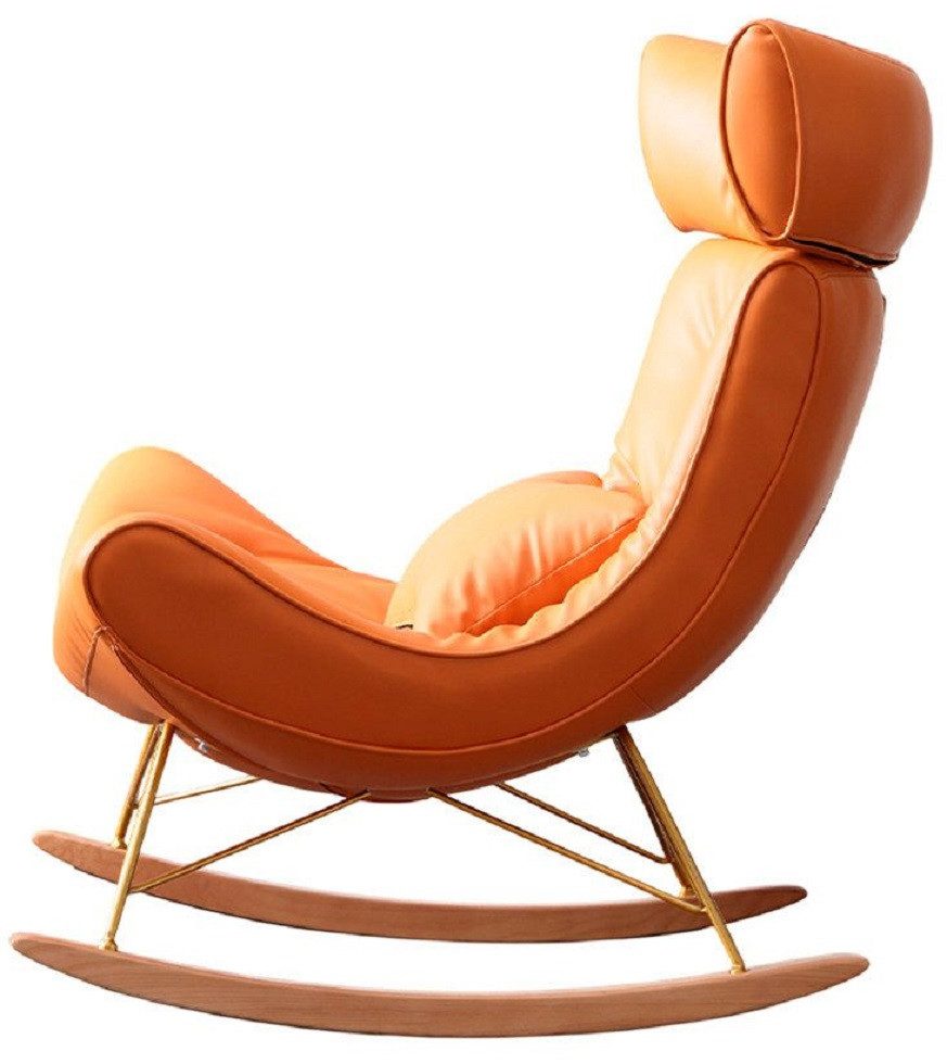 Xlmoebel Schaukelstuhl Eleganter Sessel aus Kunstleder in leuchtendem Orange (1 St), Hergestellt in Europa