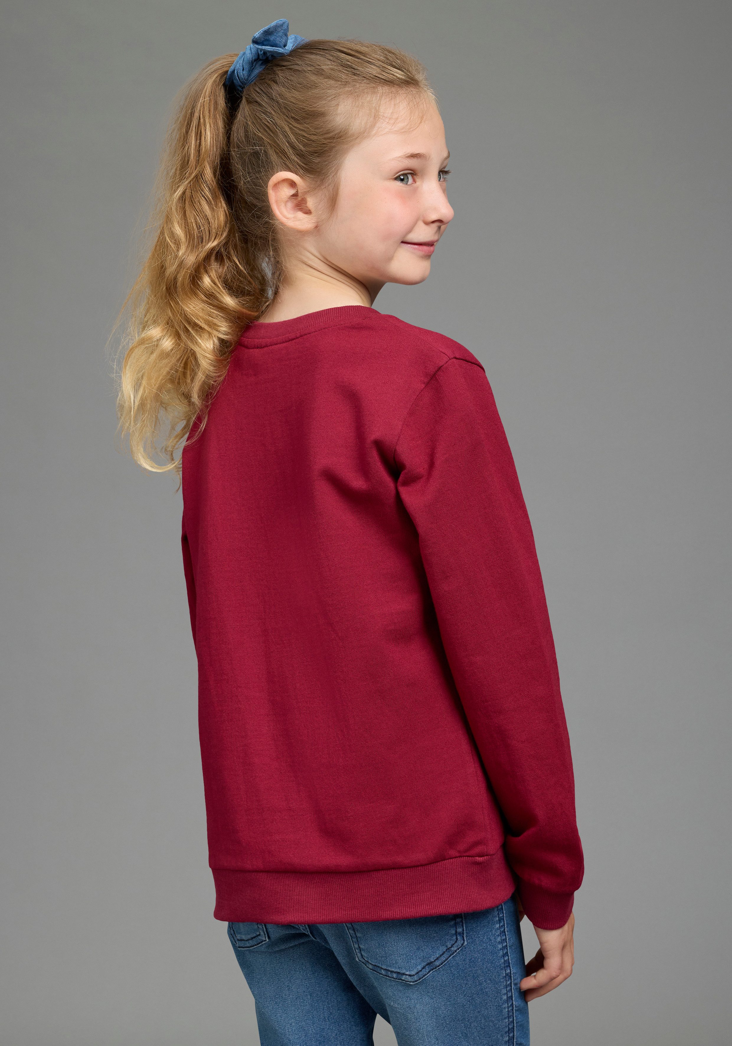 KIDSWORLD Sweatshirt STITCH Glitzerprint Sweatshirt, Disney mit Rundhalsausschnitt, mit Rippbündchen, hüftbedeckende Länge