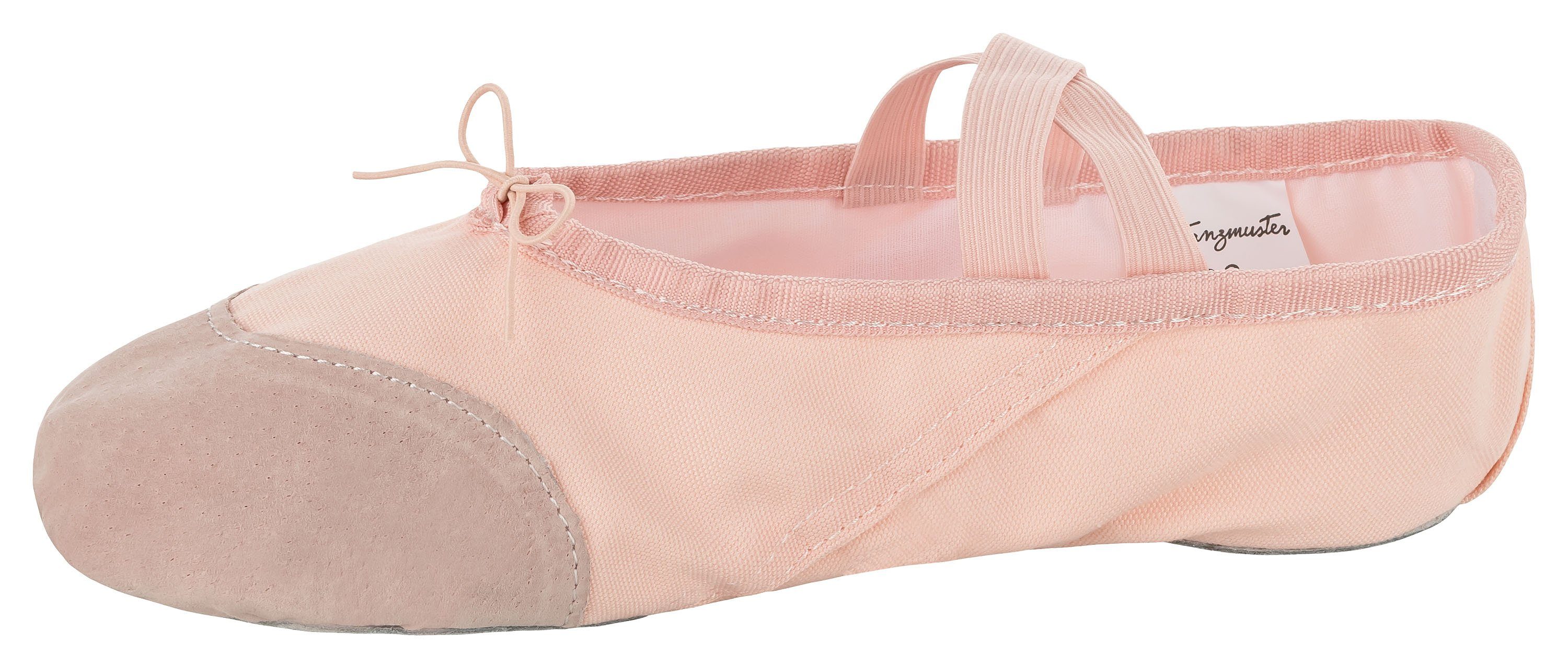 tanzmuster Ballettschuhe Robin mit Lederkappe und geteilter Ledersohle Tanzschuh Ballettschläppchen für Mädchen