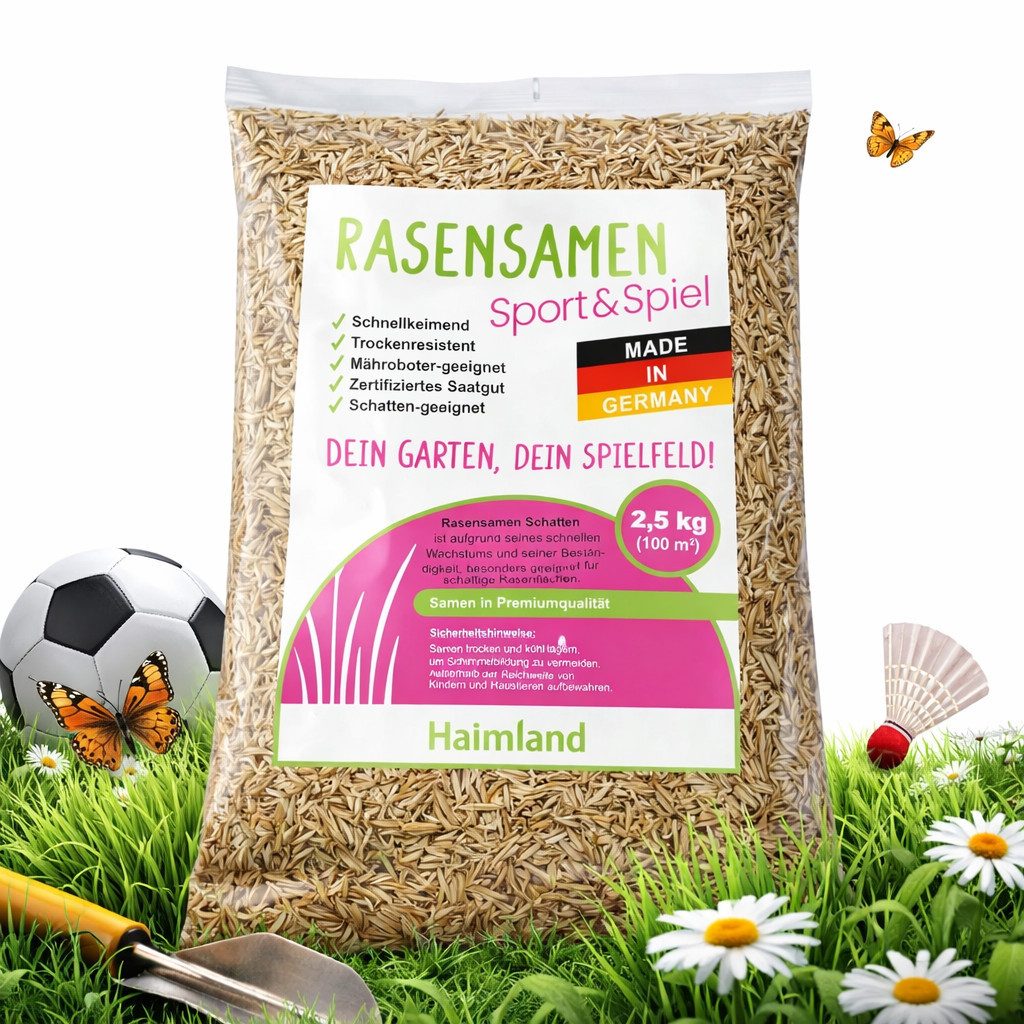 halmland Rasensamen halmland Premium Rasensamen Sport & Spiel 2,5kg 100m² schnellkeimend
