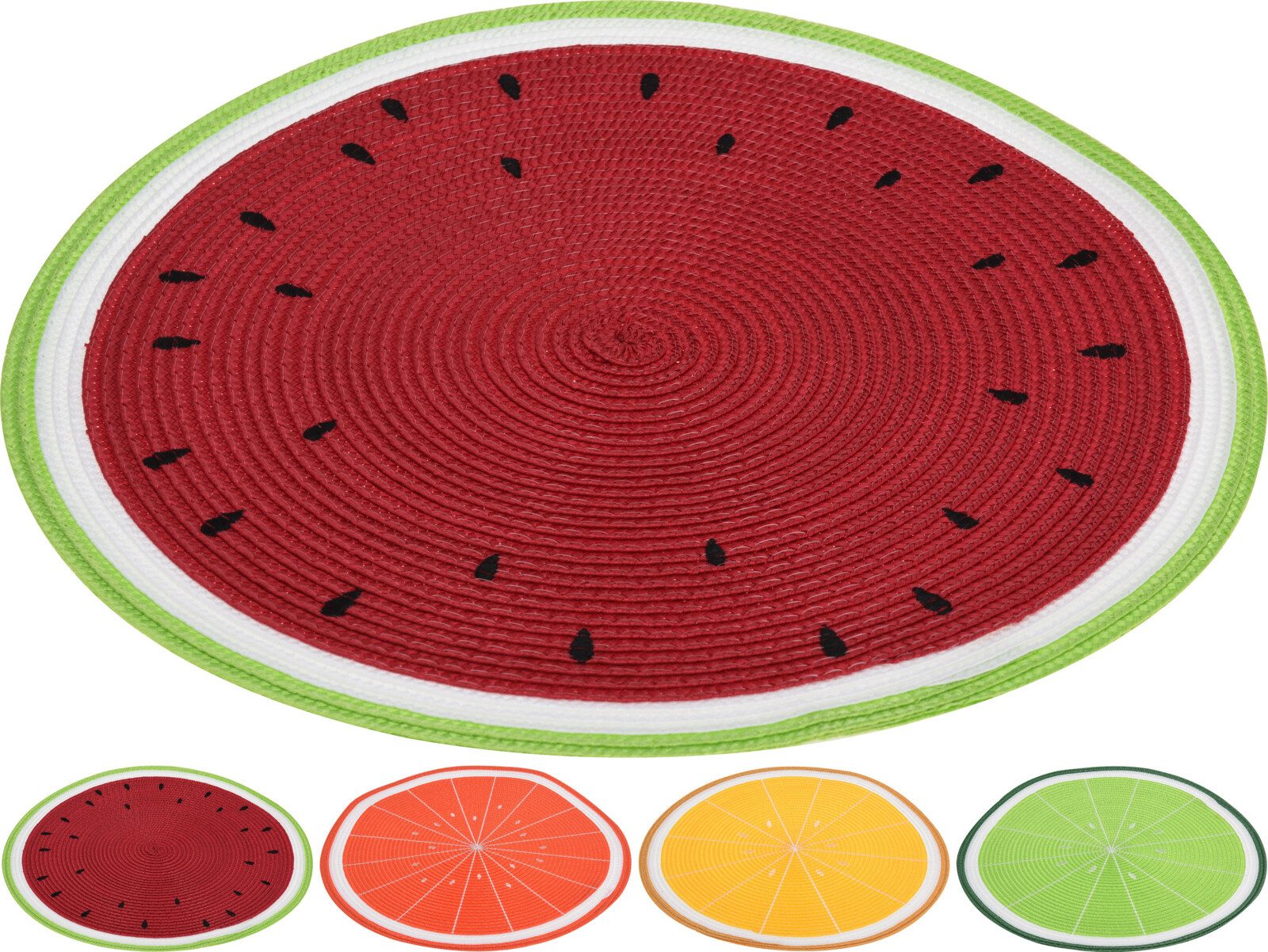 Koopman Platzset Tischset Platzteller Tischset Frucht 4 Tlg. Set, (4-St), 4 Stk, Fruchtmix, Ø 38cm, Polyester, Esstisch