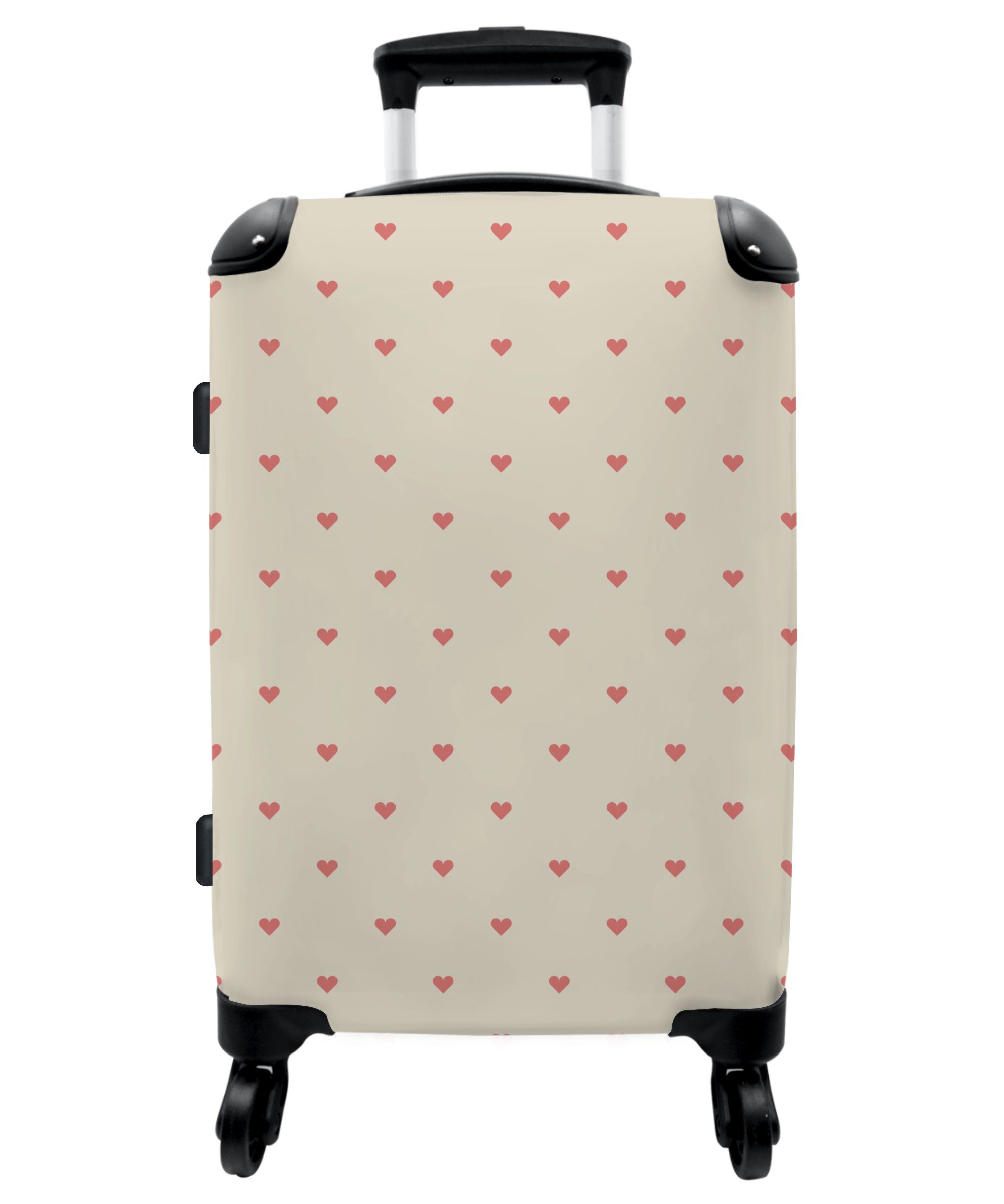 NoBoringSuitcases.com© Koffer 67x43x25cm Rosa - Herzen - Muster, 4 Rollen, Aufgabegepäck Trolley Rollkoffer Große Reisekoffer mit 4 Rollen -