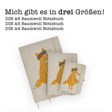 Mr. & Mrs. Panda Notizbuch Fuchs Blumen - Transparent - Geschenk, Skizzenbuch, Selbstbewusstsein Mr. & Mrs. Panda, Personalisierbar