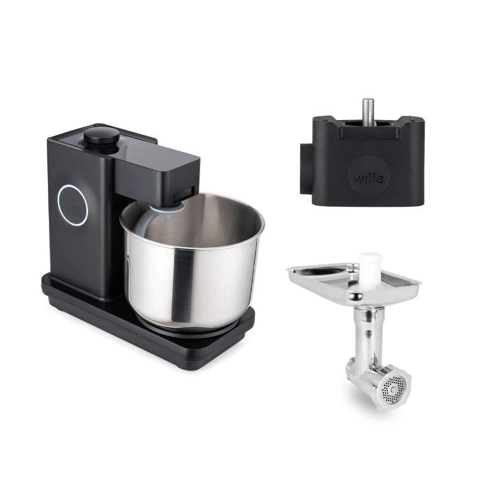 wilfa Küchenmaschine Probaker schwarz + Tool Adapter + Messerschmidt Edelstahlfleischwolf