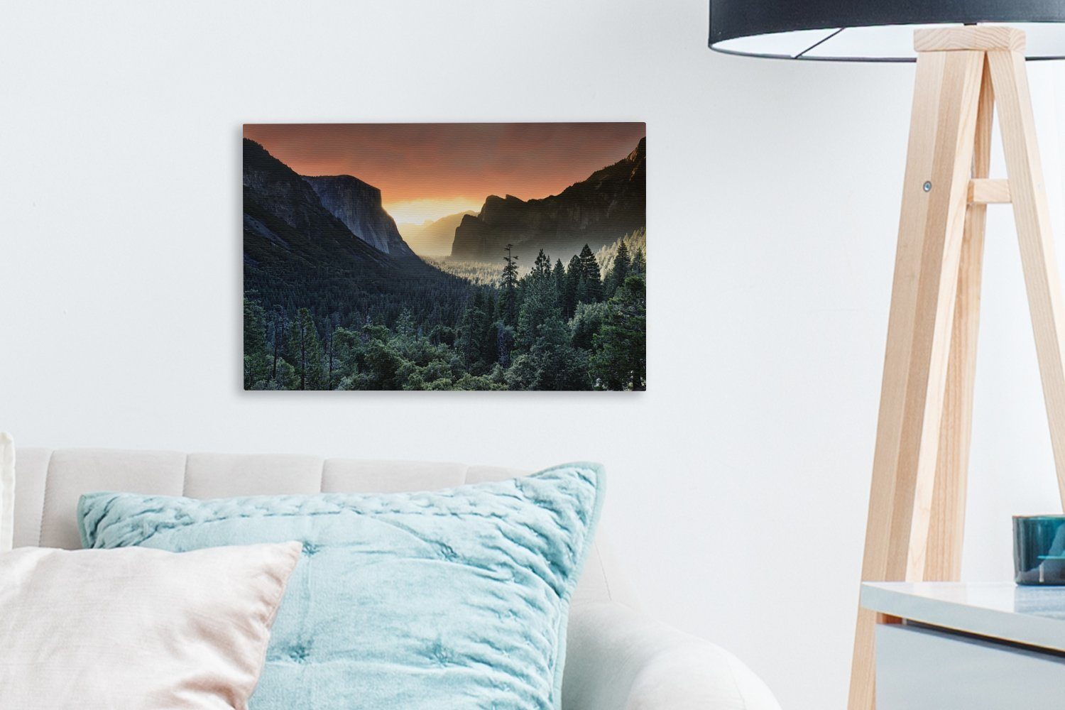 in Sonnenaufgang (1 cm Wanddeko, Aufhängefertig, OneMillionCanvasses® im 30x20 Kalifornien, St), Wandbild Leinwandbild Leinwandbilder, Yosemite-Nationalpark