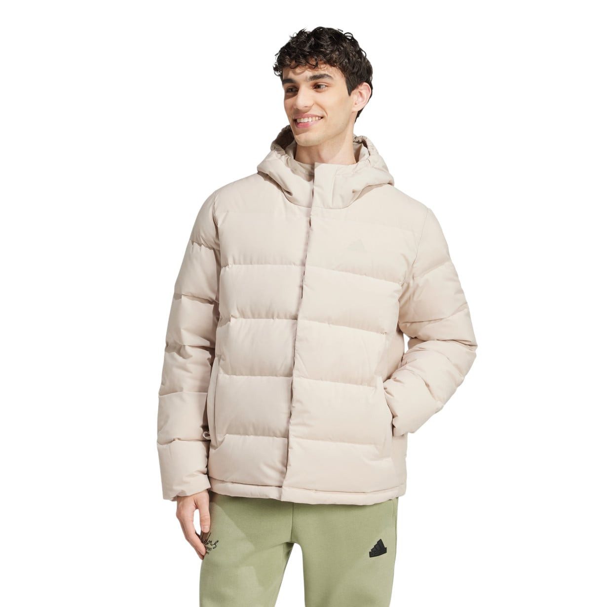 adidas Performance Winterjacke Winter-Daunenjacke Helionic Hooded (wind- wasserabweisend) beige