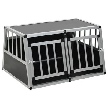 möbelando Hunde-Transportbox 296091, aus Aluminium in schwarz, silber