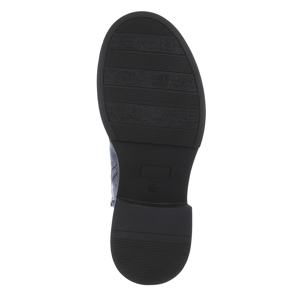Ital-Design Modischer Damen-Boot mit Reißverschluss und Schnürung Schnürstiefelette (90515097) Blockabsatz Schnürstiefeletten in Schwarz
