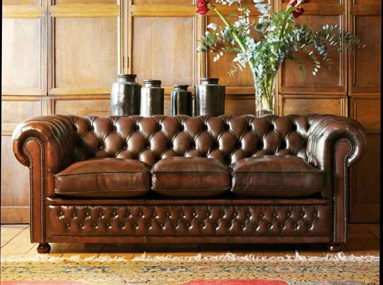 JVmoebel 3-Sitzer Chesterfield Design Polster Couch Leder Sofa Garnitur Sofas #139, Made in Europe