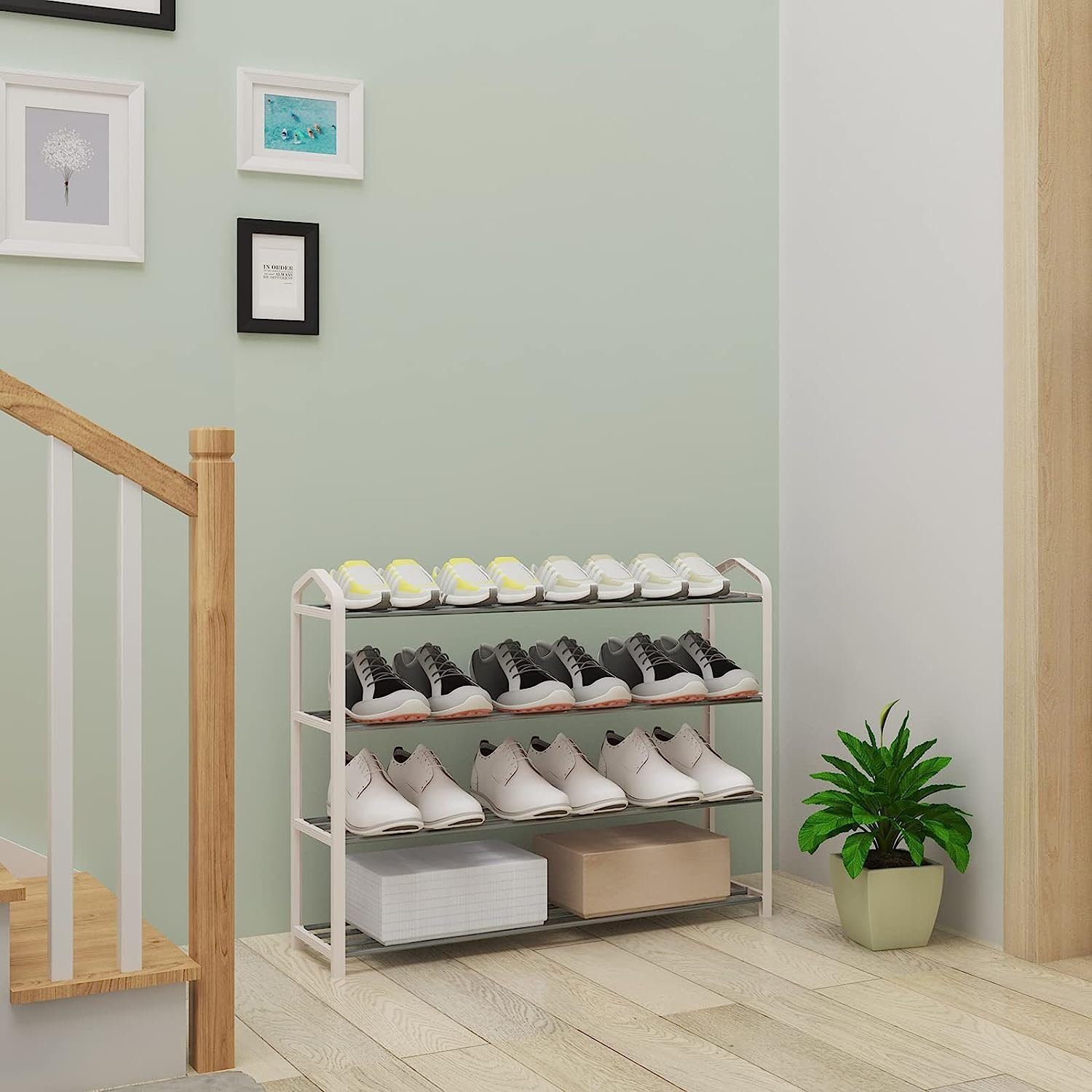 Woltu Schuhregal, 1-tlg., Ablage Ständerregale 4 Schicht für 16 Paare Schuh günstig online kaufen