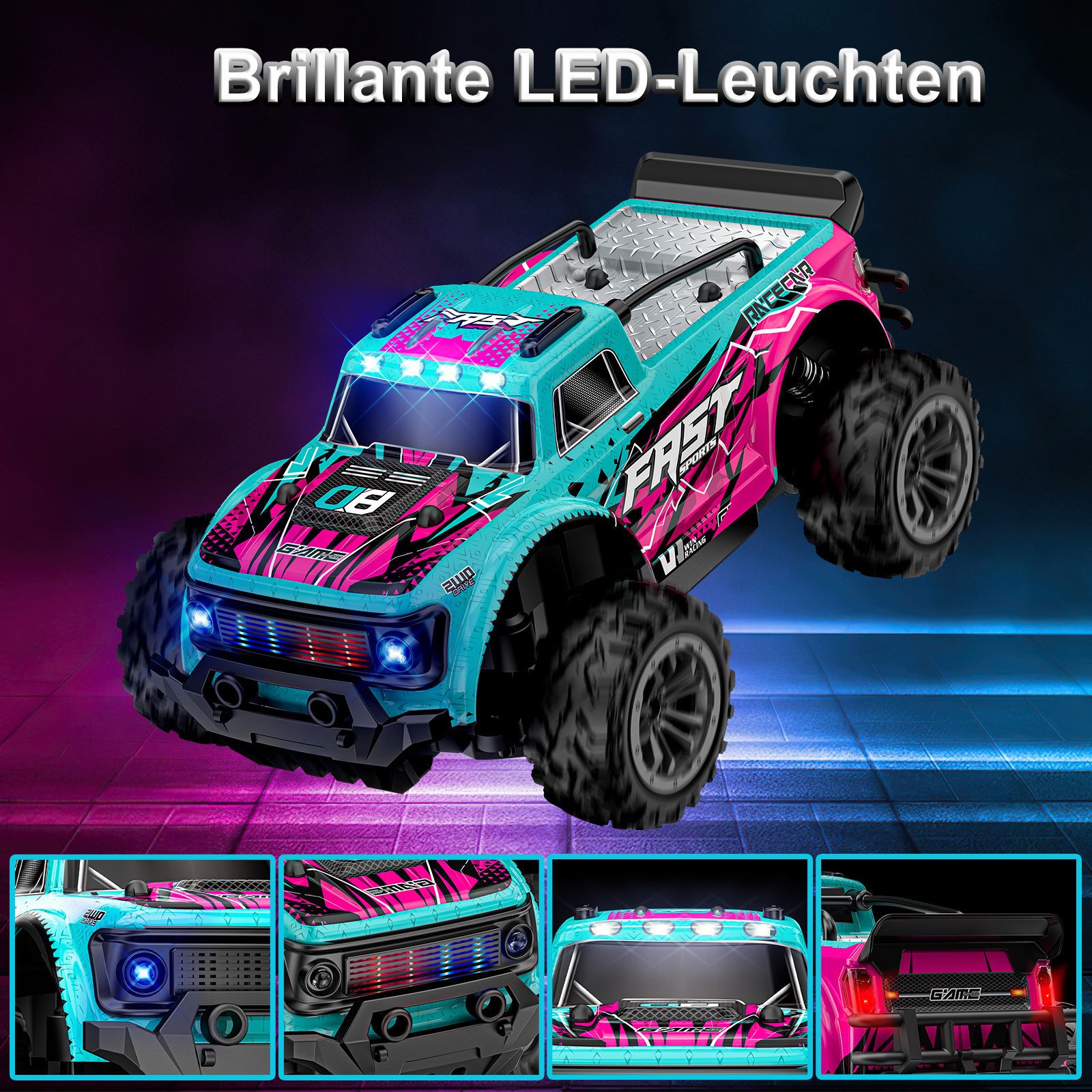 Pdgrid RC-Auto 2,4 GHz bürstenloses ferngesteuertes Spielzeugauto mit LED-B günstig online kaufen