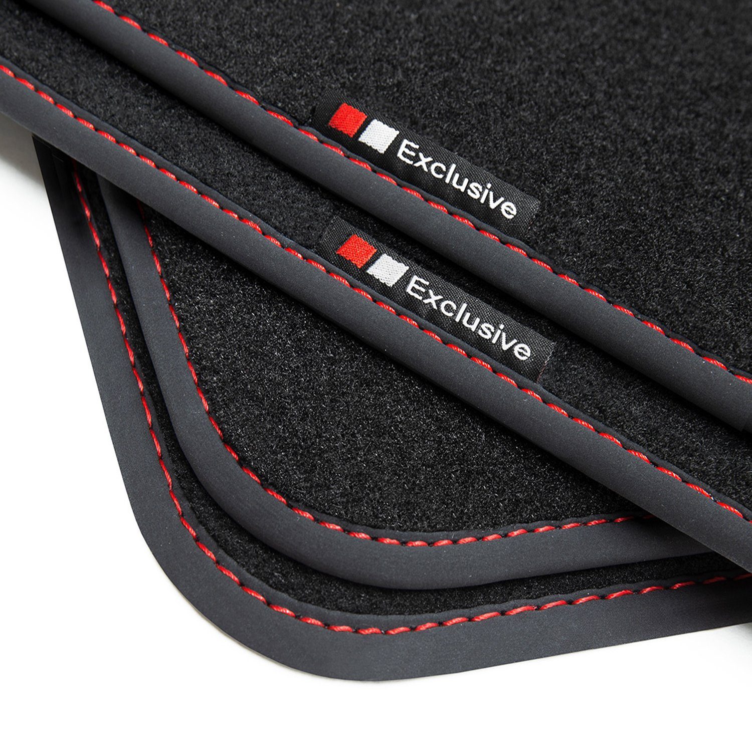 teileplus24 Auto-Fußmatten EF202 Velours Fußmatten Set kompatibel mit VW Golf 5 & 6 / Scirocco 3 Rot