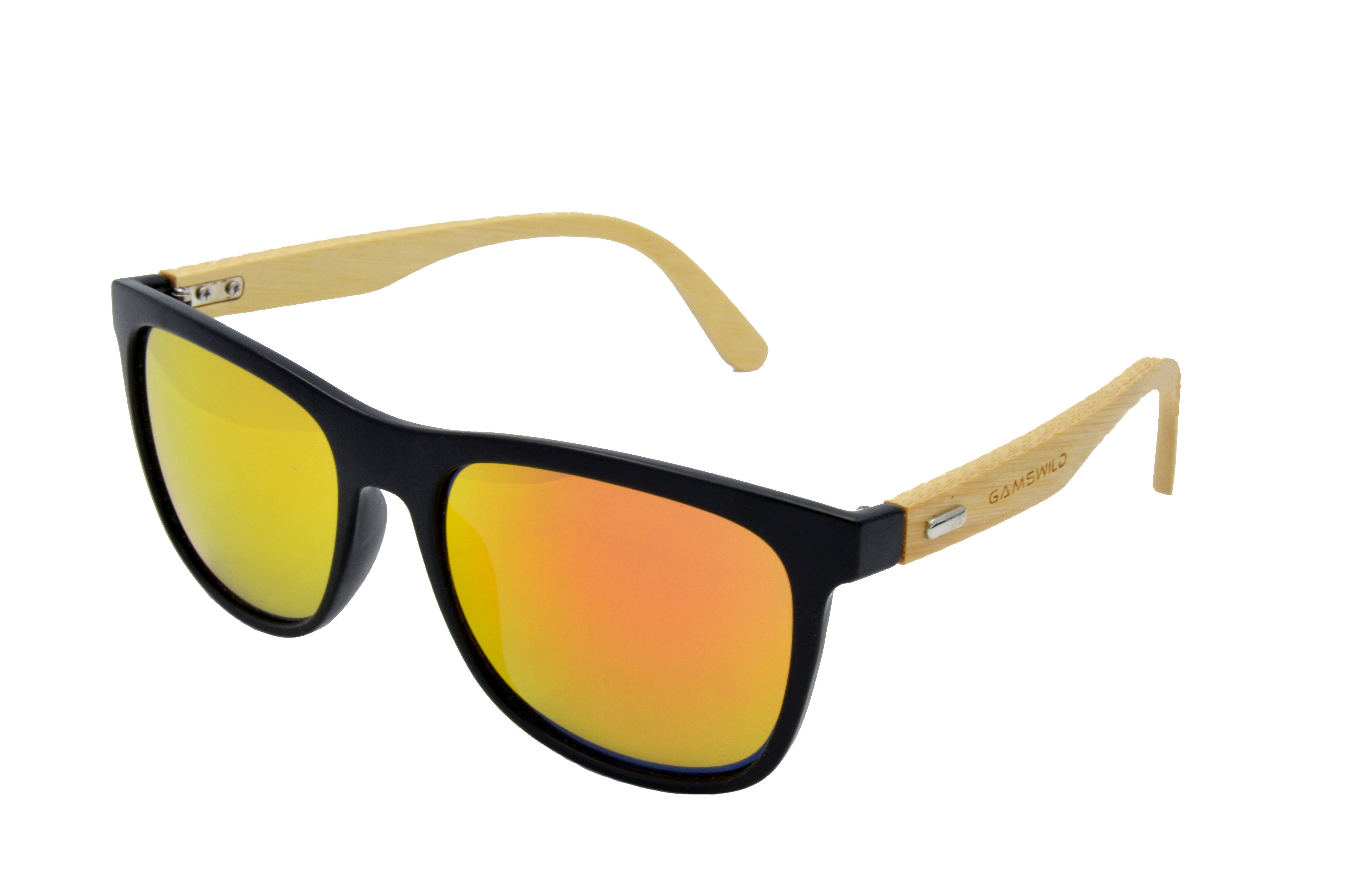 Gamswild Sonnenbrille »WM1028 GAMSSTYLE Mode Brille Damen Herren Unisex  Bambusholz, rot, orange, grün - gelb, grün getönt«