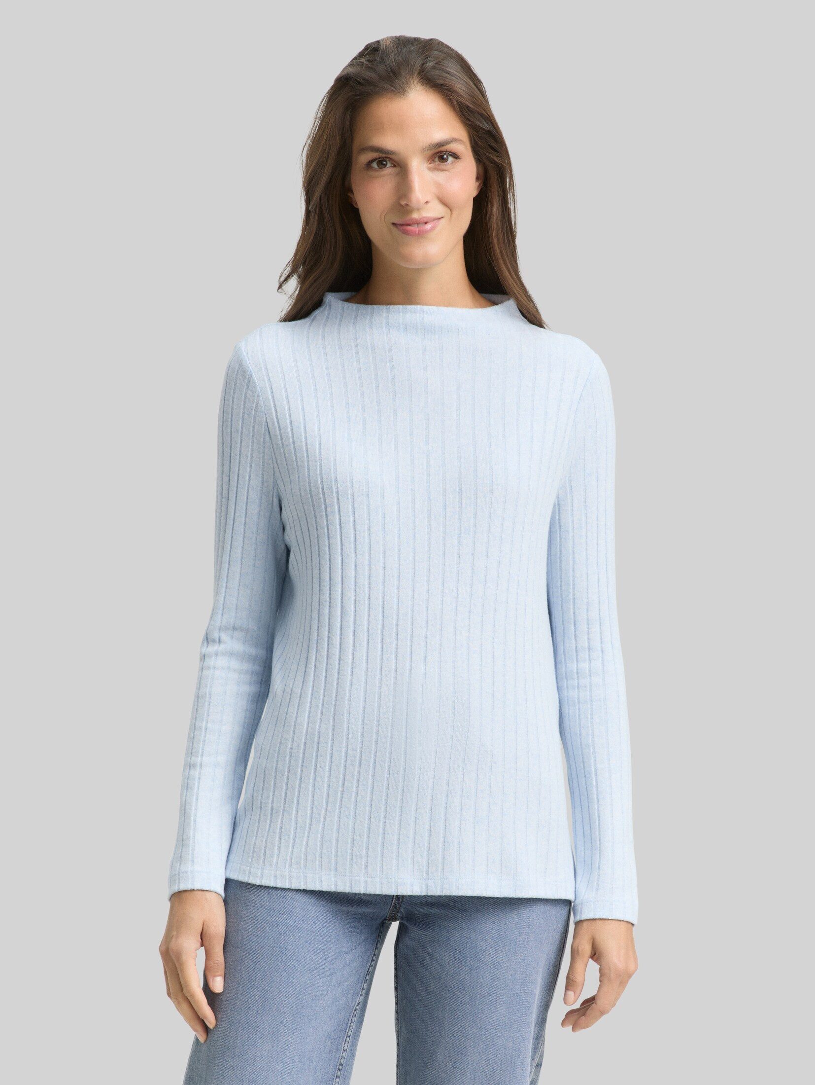 TOM TAILOR Langarmshirt T-Shirt Cosy Langarmshirt mit Stehkragen