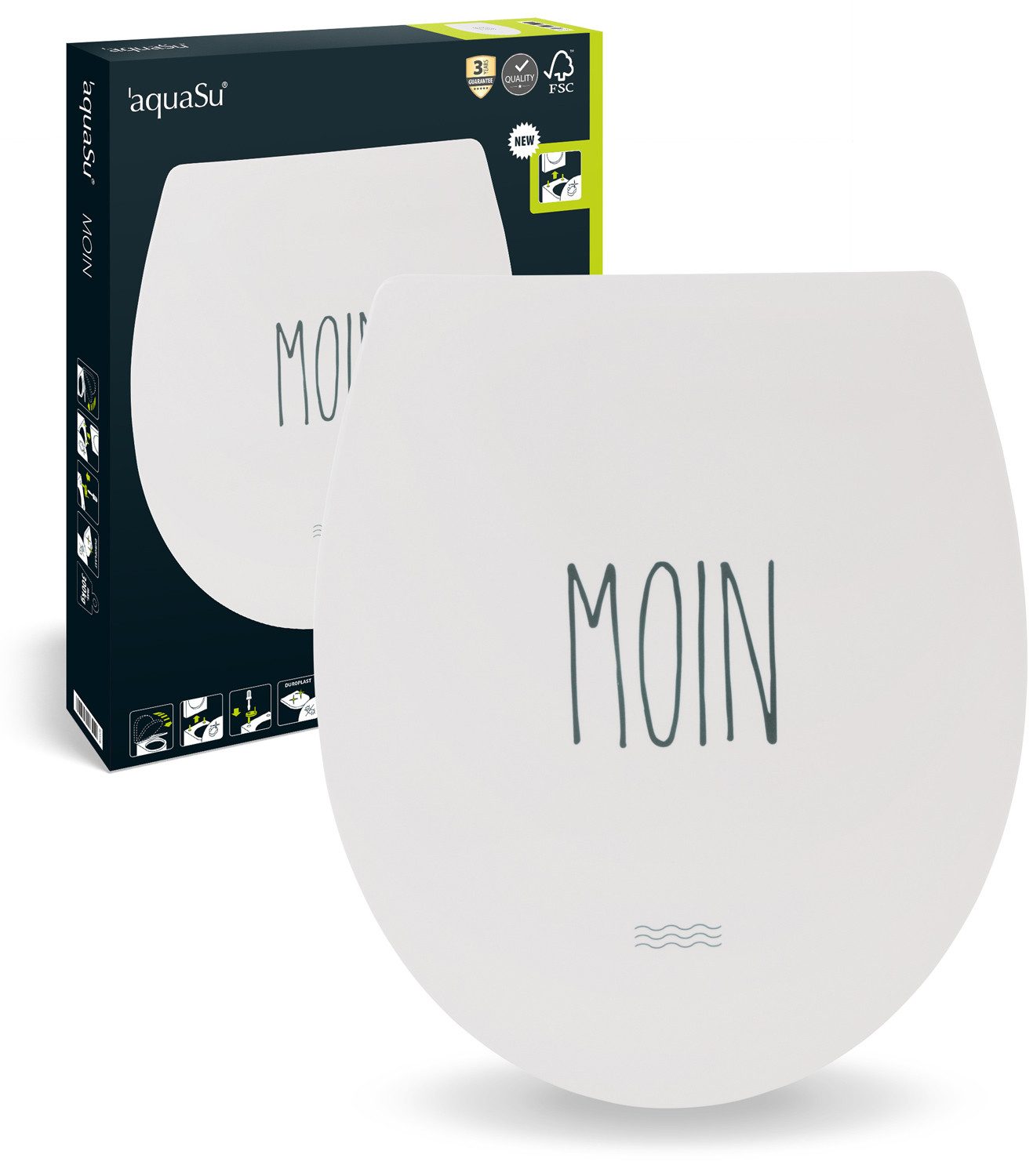 aquaSu WC-Sitz Schriftzug, Motiv Moin, Duroplast, günstig online kaufen