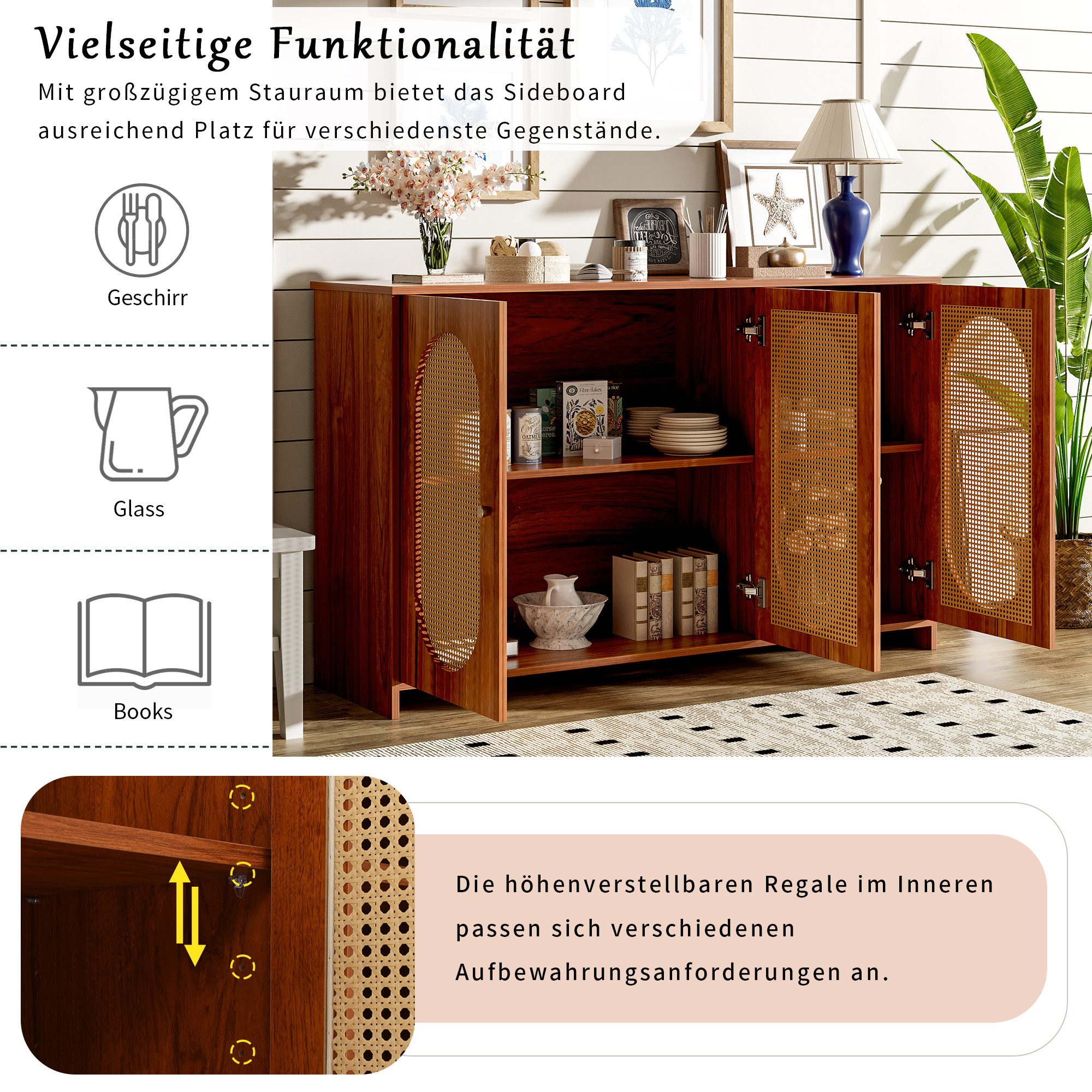 IDEASY Sideboard Moderner stilvoller Rattan Anrichte günstig online kaufen