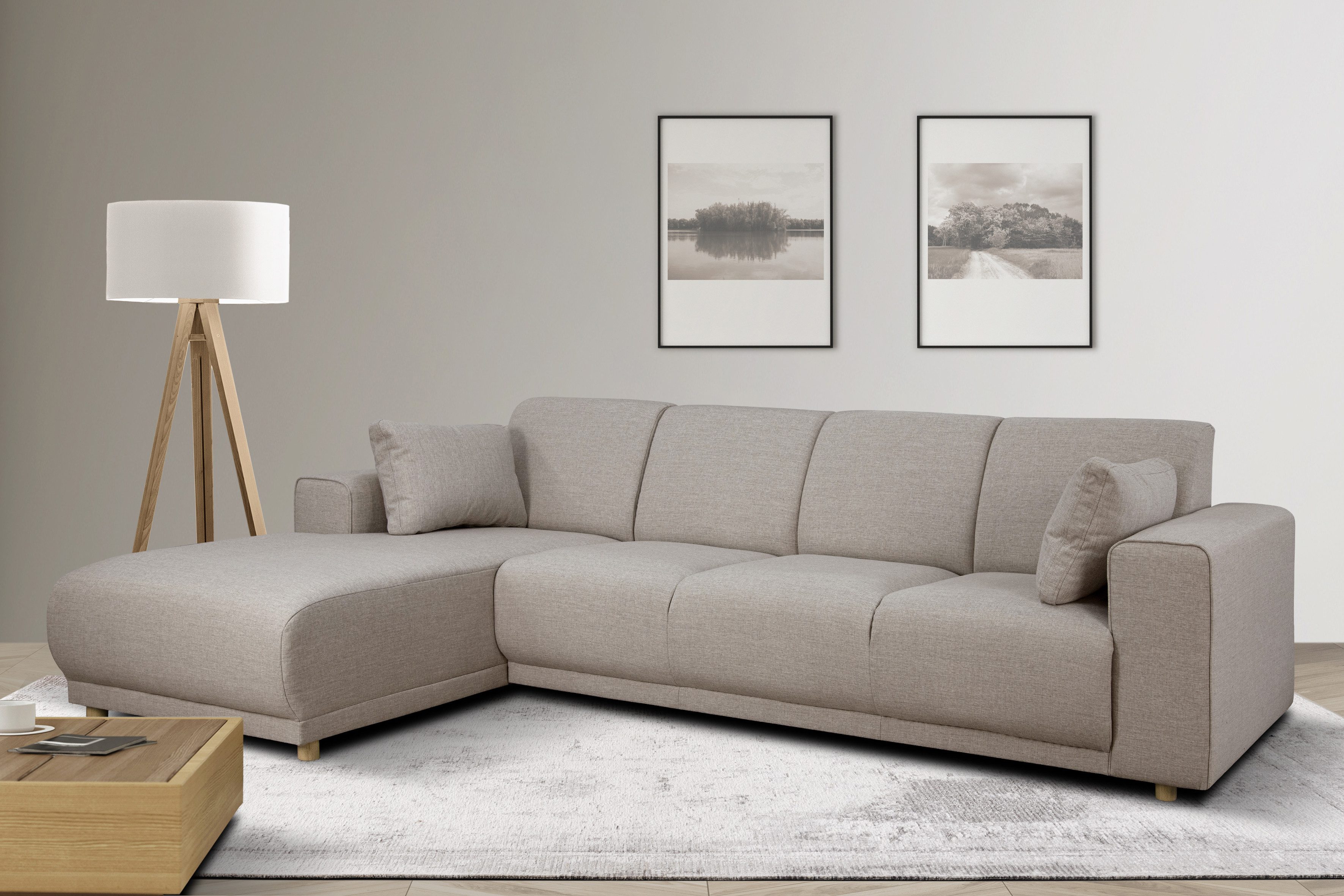 OTTO home Ecksofa LEMPS wahlweise Recamiere links oder rechts L-Form, incl. Zierkissen, Stellmaße 297x162 cm